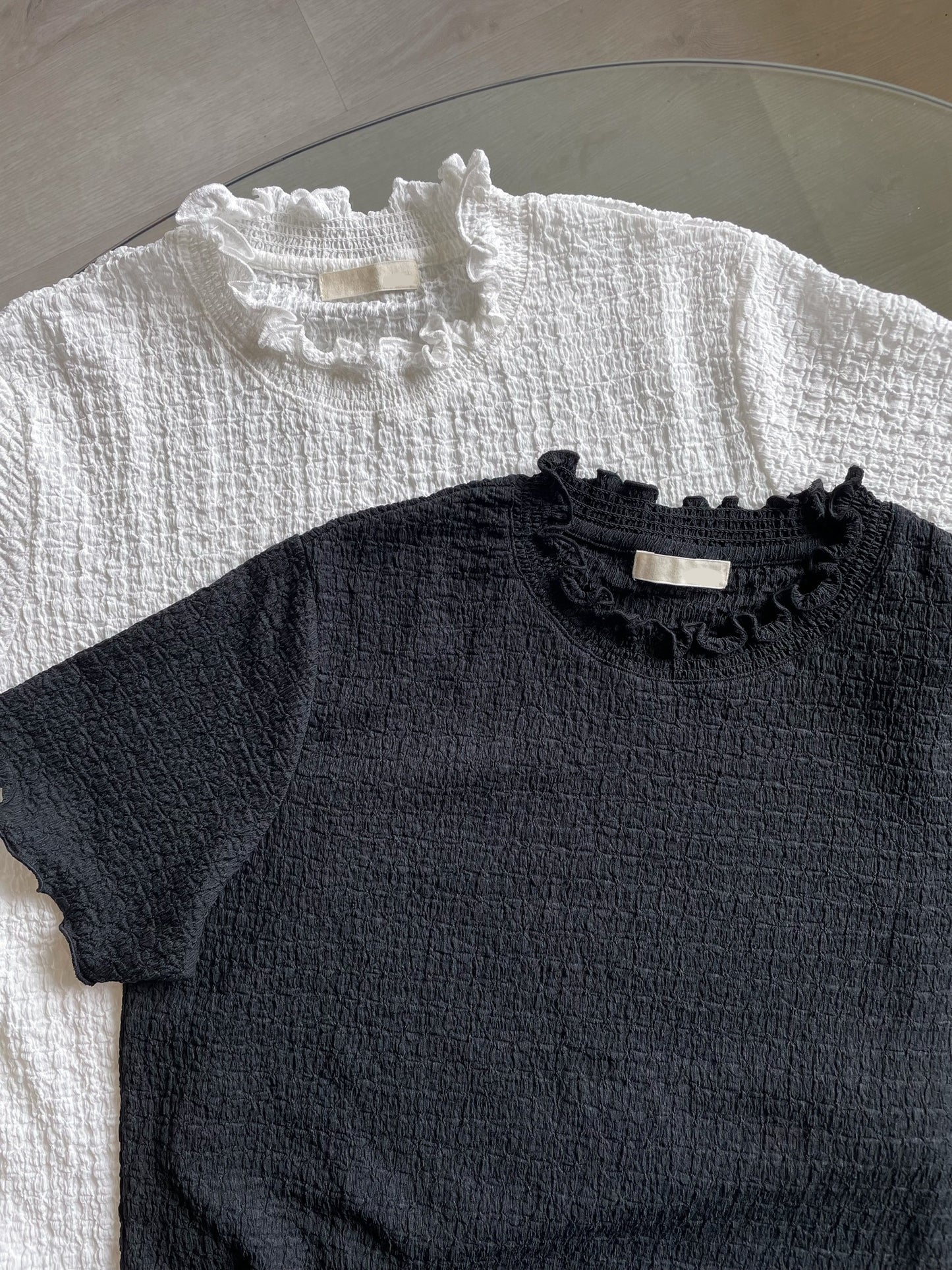 易襯皺皺➿捲邊Tee|2色入