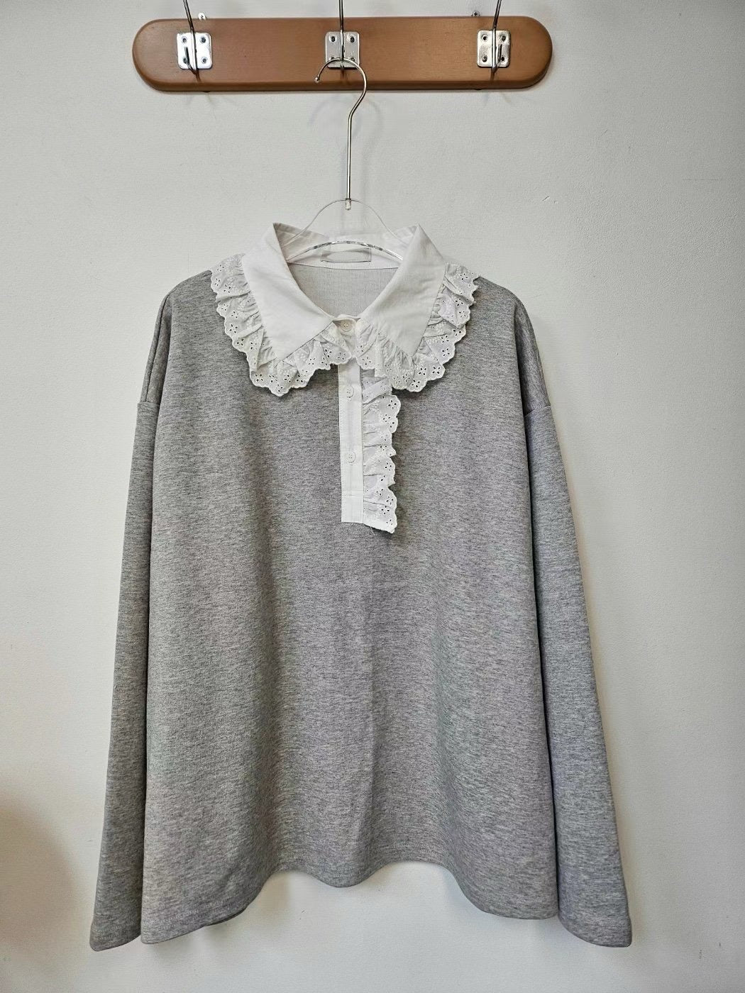 通花娃娃領 ❁ 薄長袖上衣|2色入