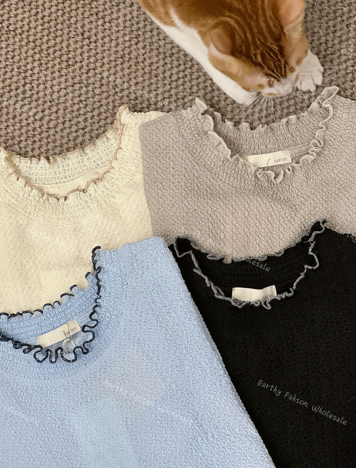 必入手!撞色捲捲邊TEE|4色入