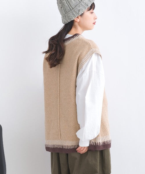 JP混色織線坎肩針織馬甲|3色入