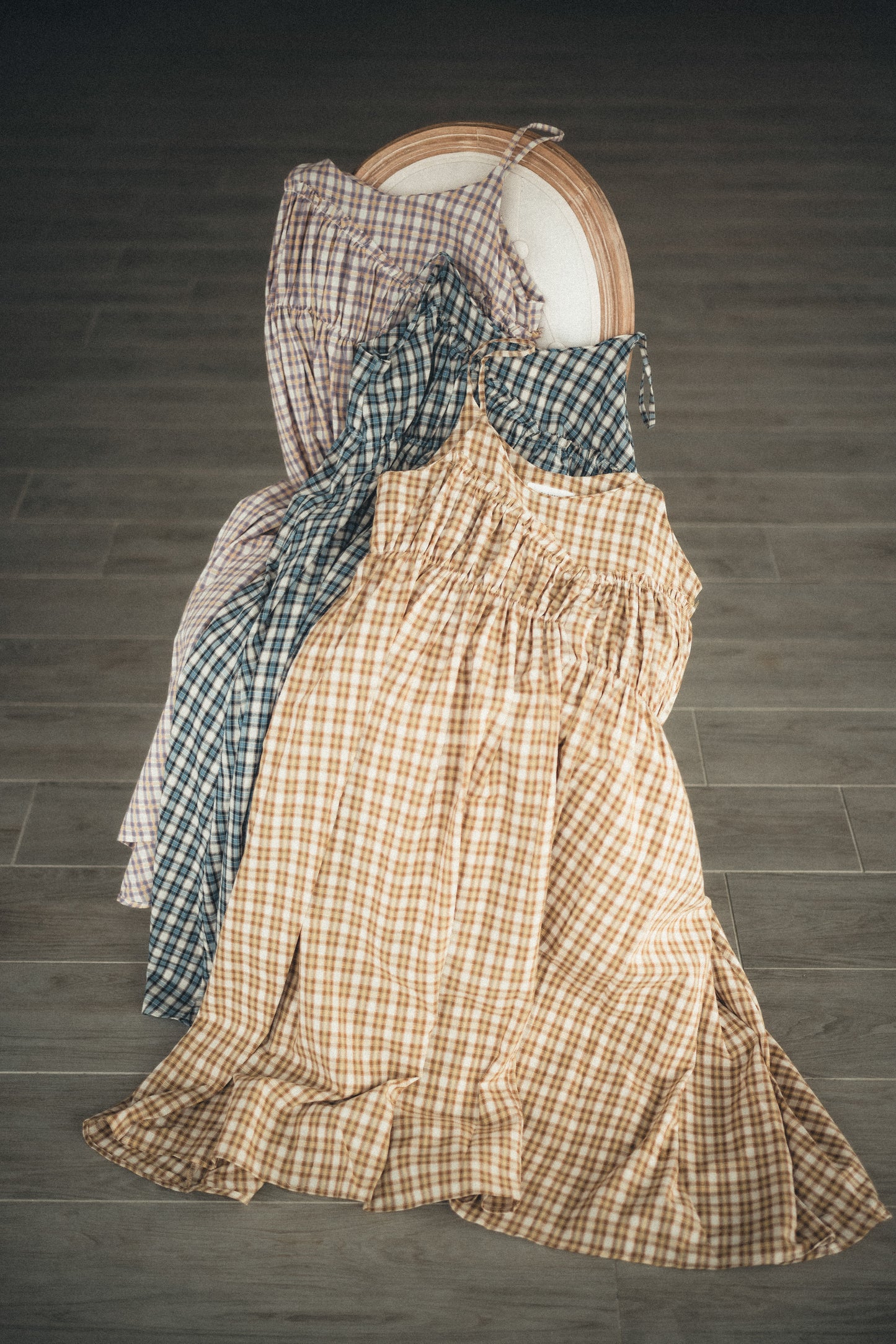 夏季色系🍬格子斜ruffle吊帶ops|3色入