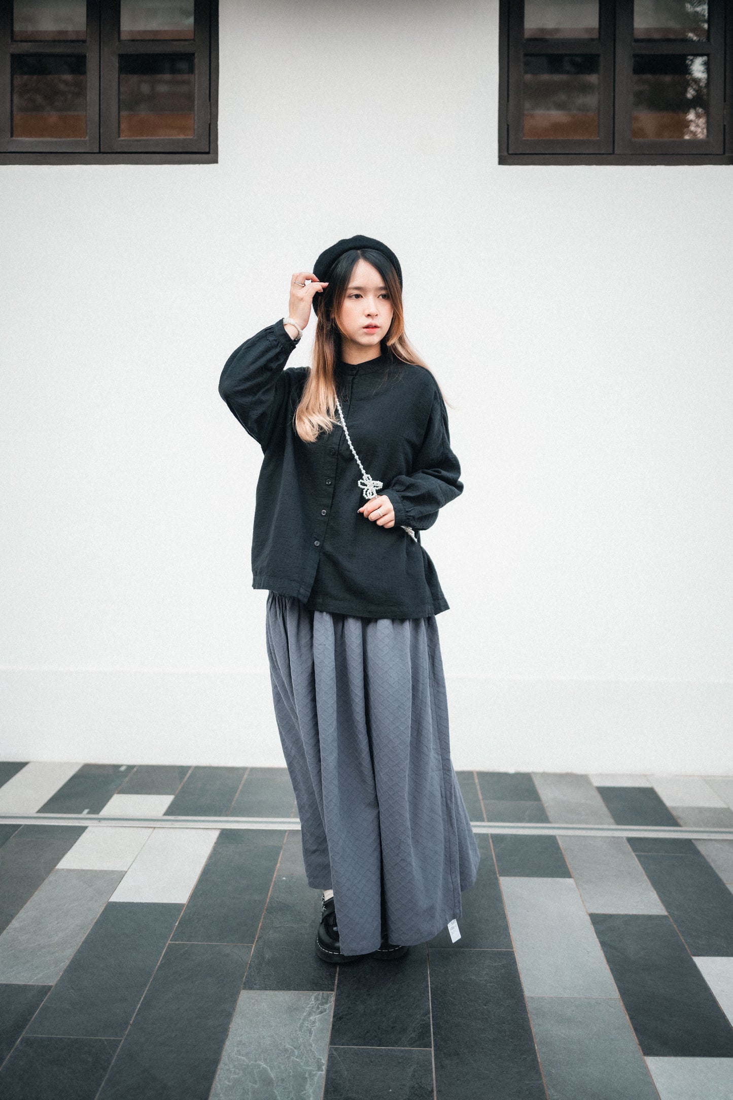 百搭易襯!圓領粒粒格紋襯衫|3色入