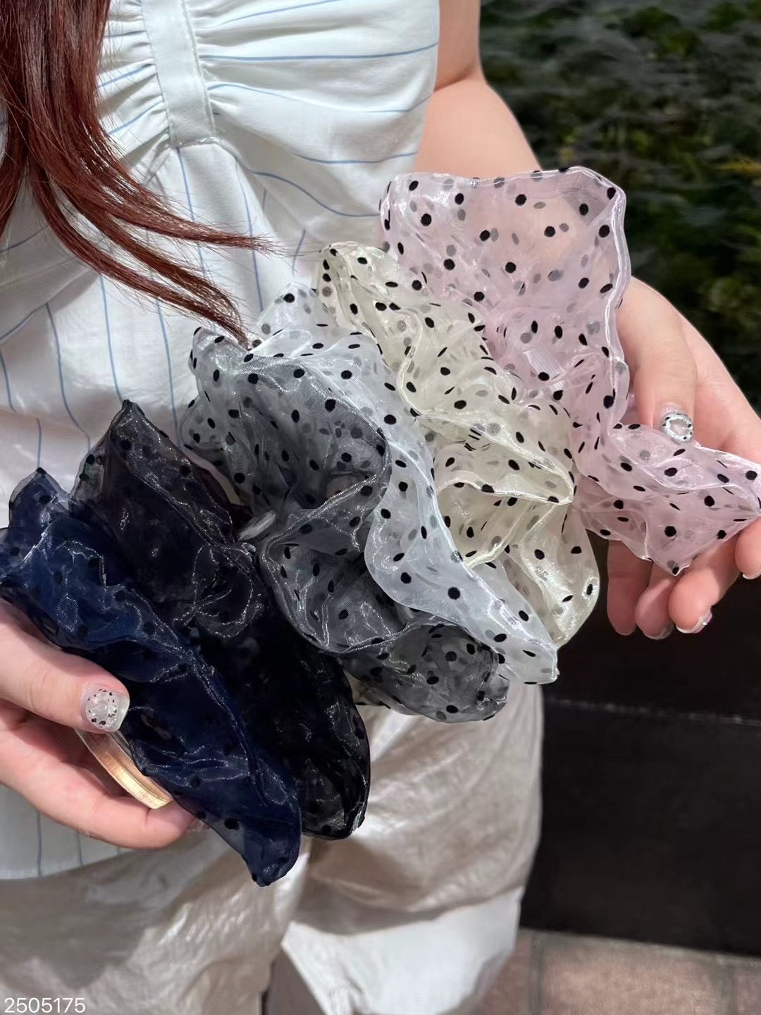 歐根紗波點 · 大腸髮圈|5色入