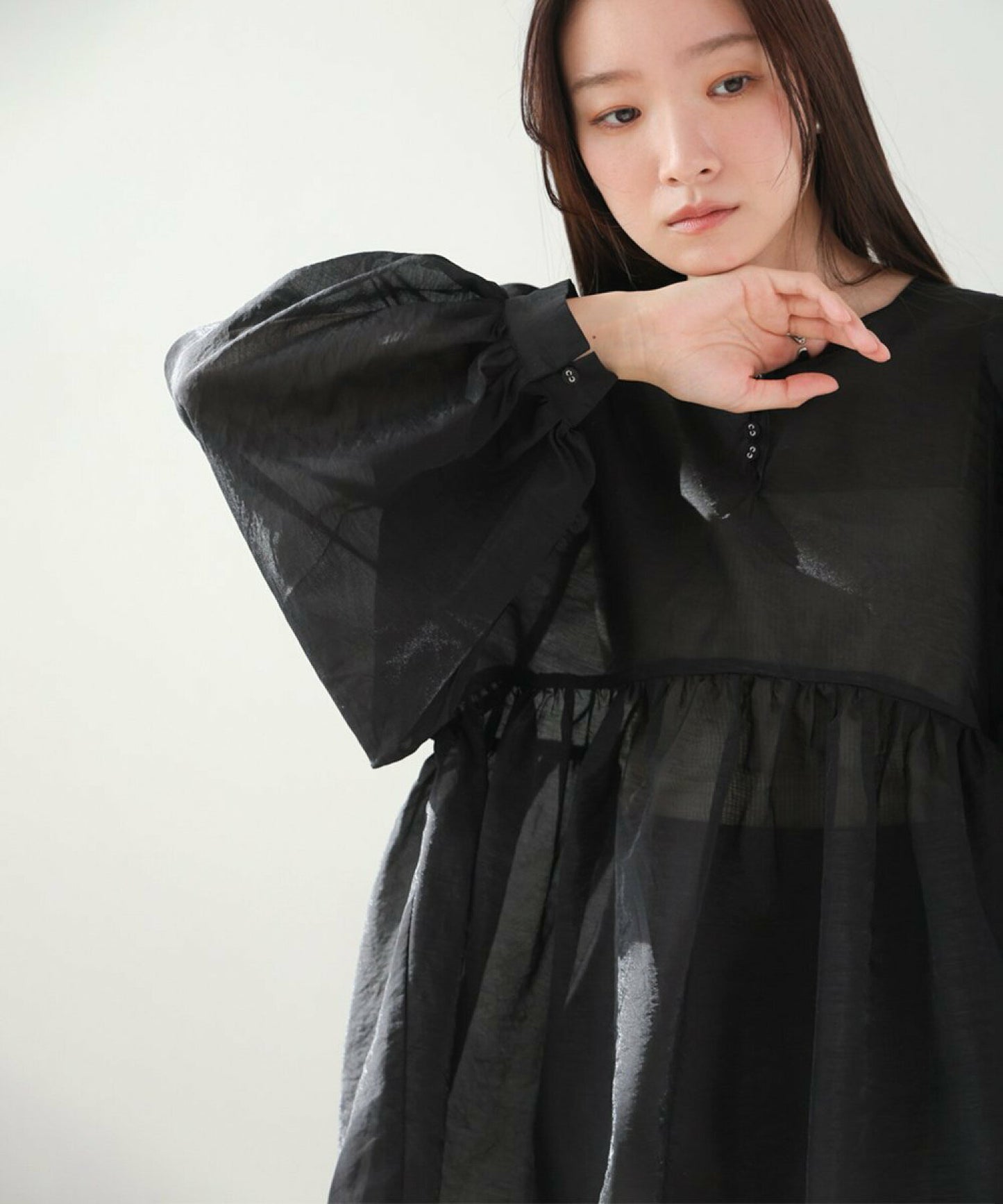 JP輕透綁帶襯衫blouse|3色入