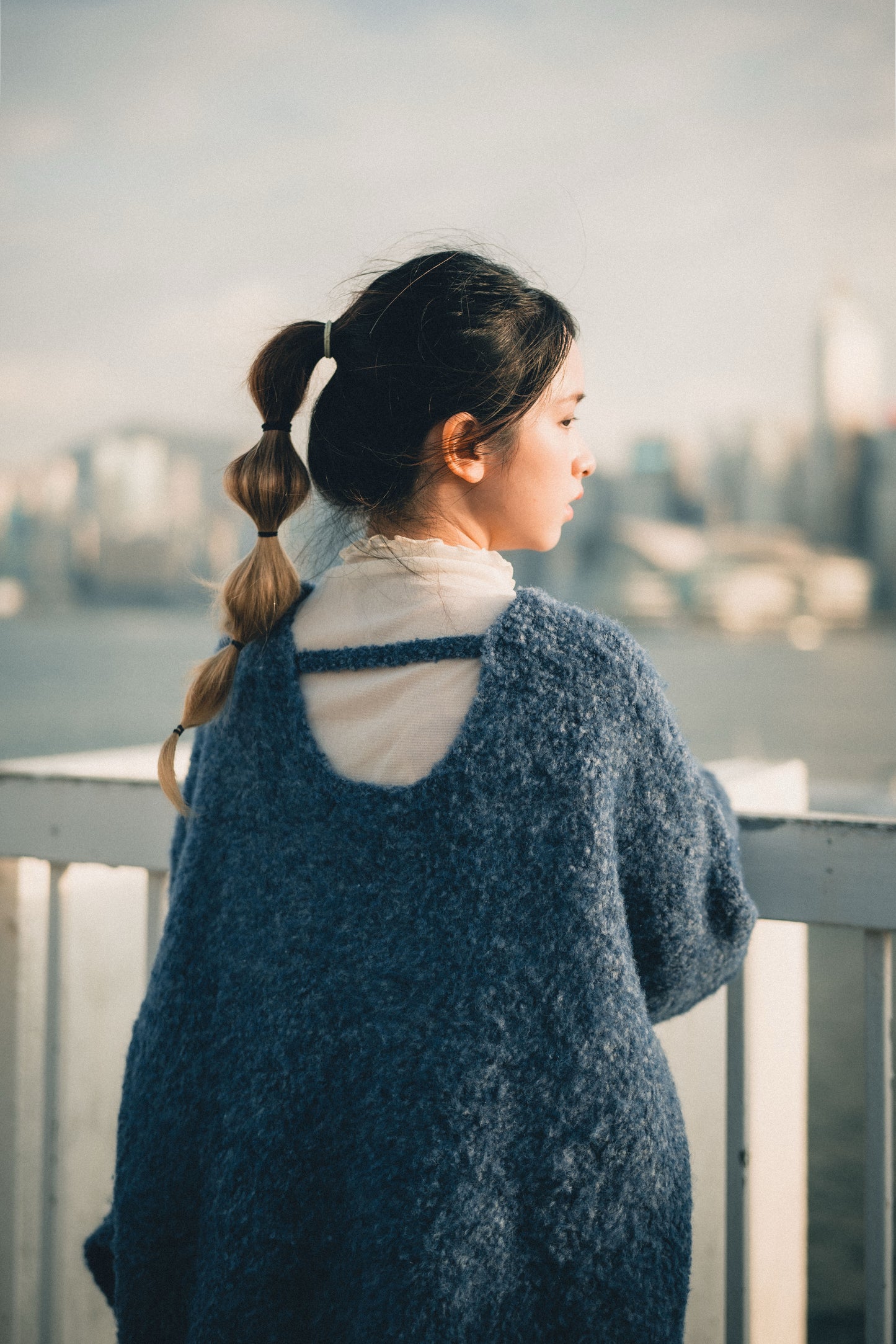 羊毛混紡V領針織上衣|3色入