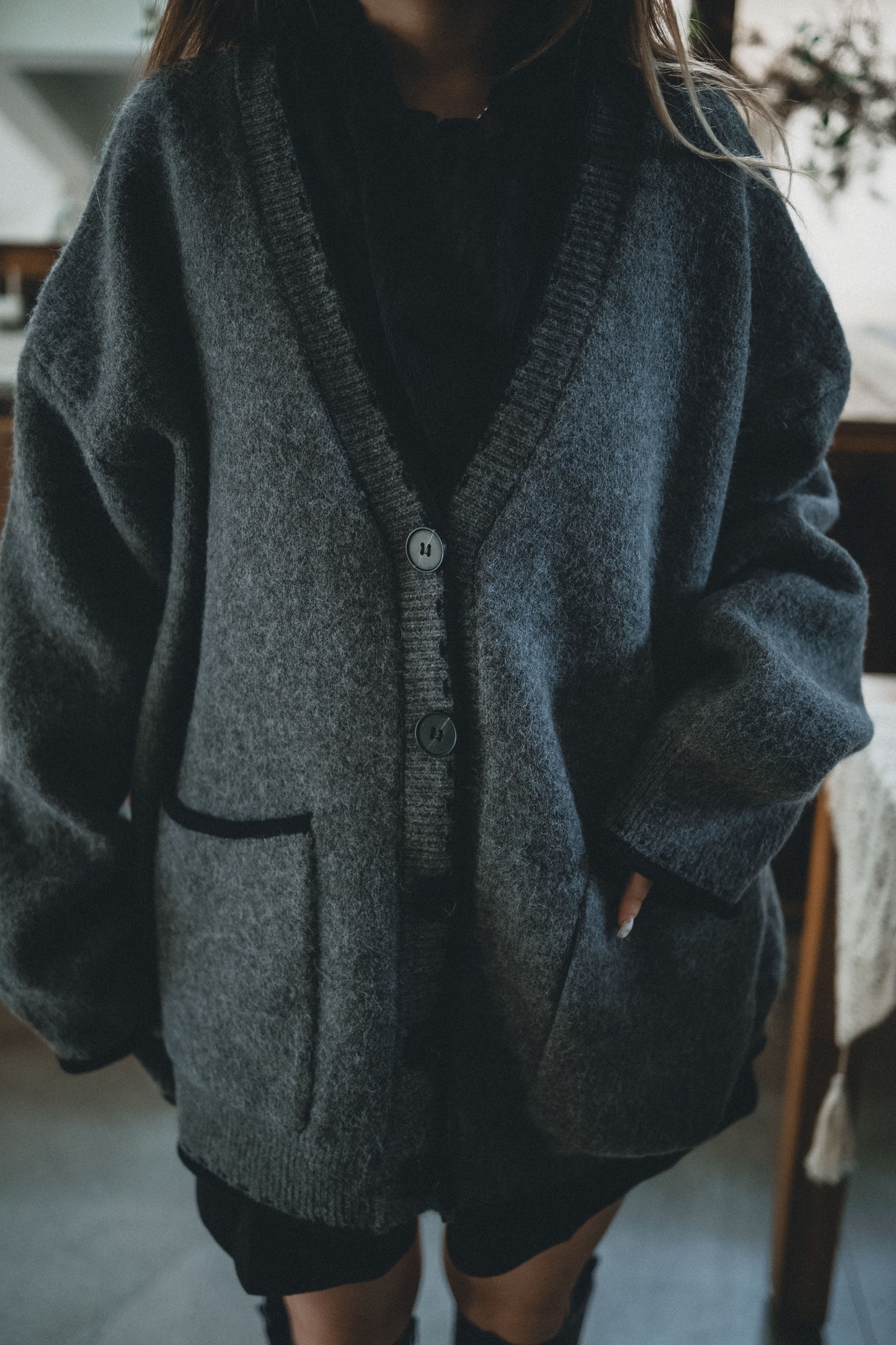 厚實拼邊長外套|3色入