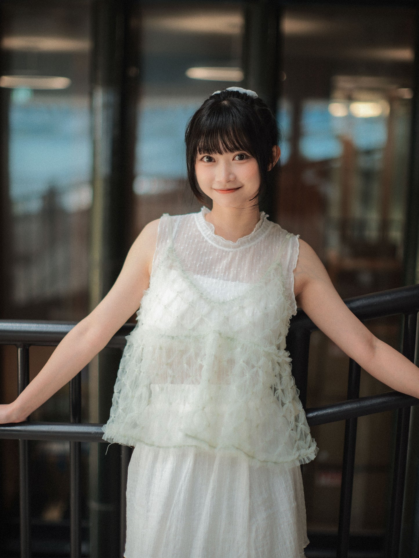 最後少量!小花點 ݁˖⚘₊𓏲半透直紋背心|2色入