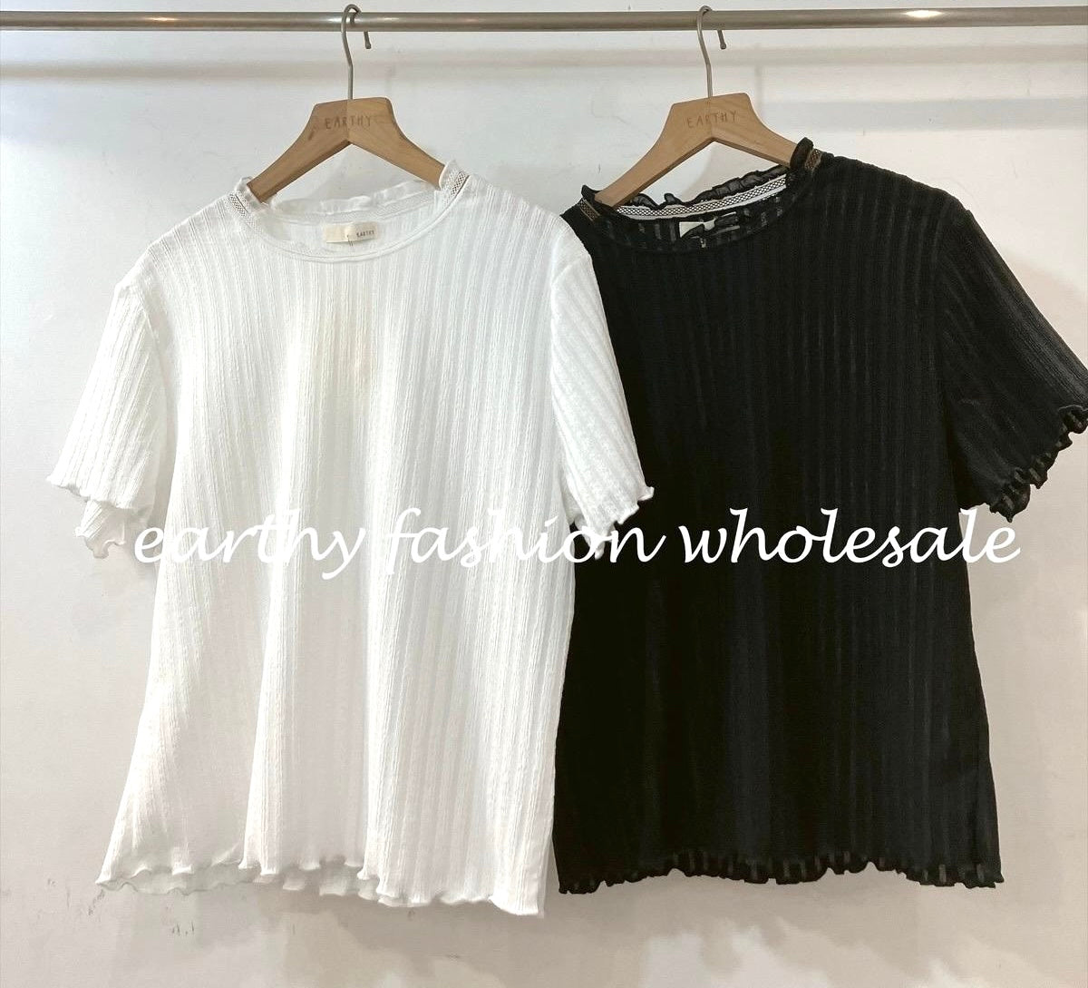 Lace領暗直紋TOP|2色入