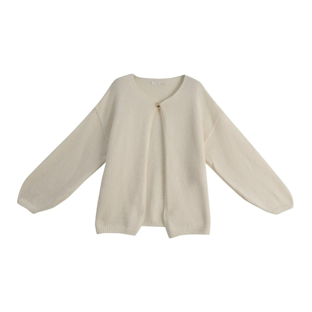 單鈕寬版針織毛衣外套|2色入