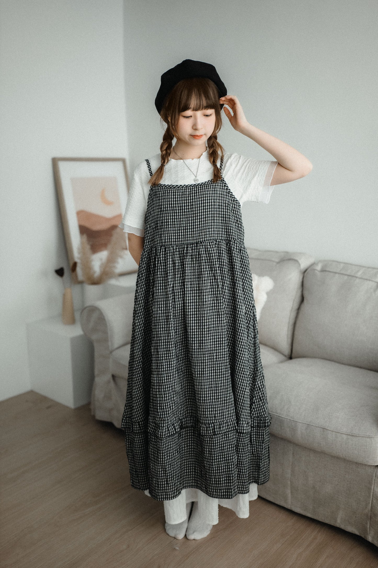 超甜💗 元気綁帶格子吊帶蛋糕OPS|2色入