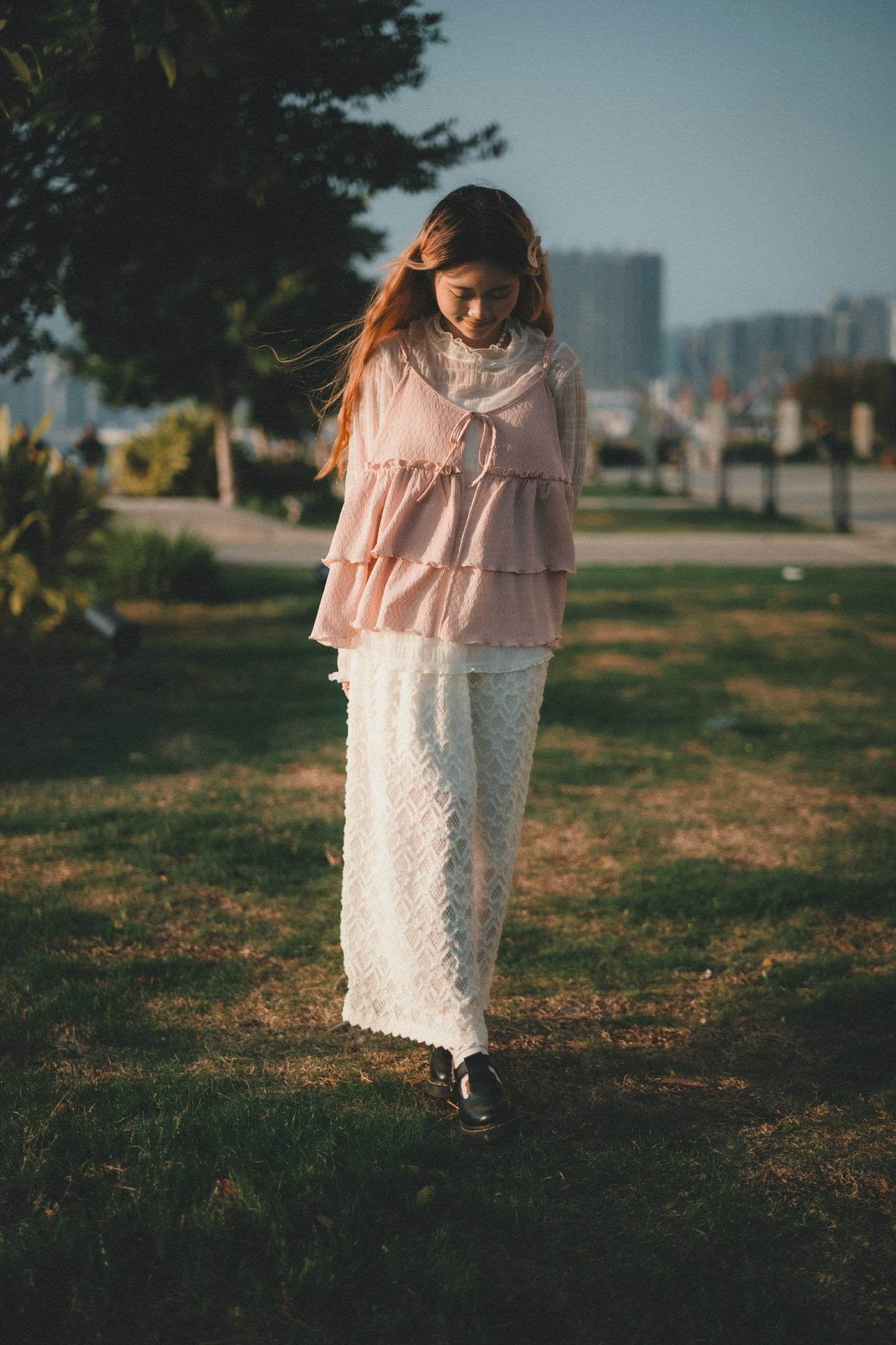 凹凸心形雕紋桃絨長裙|2色入