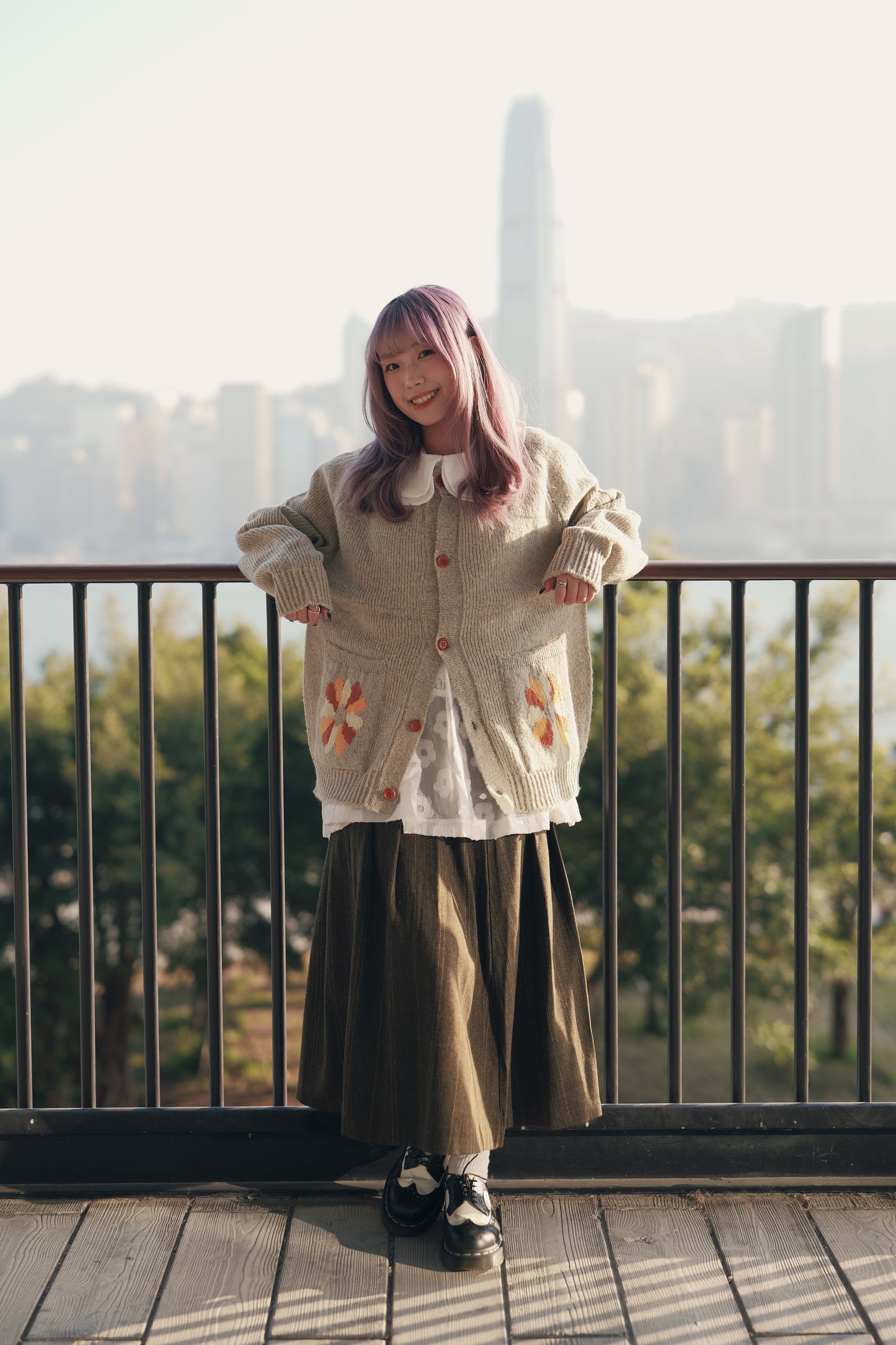 羊毛裹面格子紋百褶裙|3色入