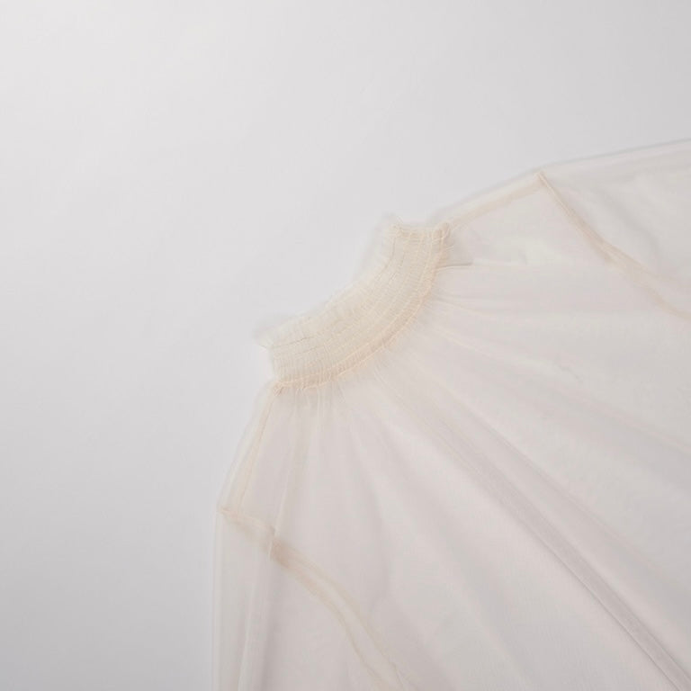 抽褶設計透膚高領上衣|2色入