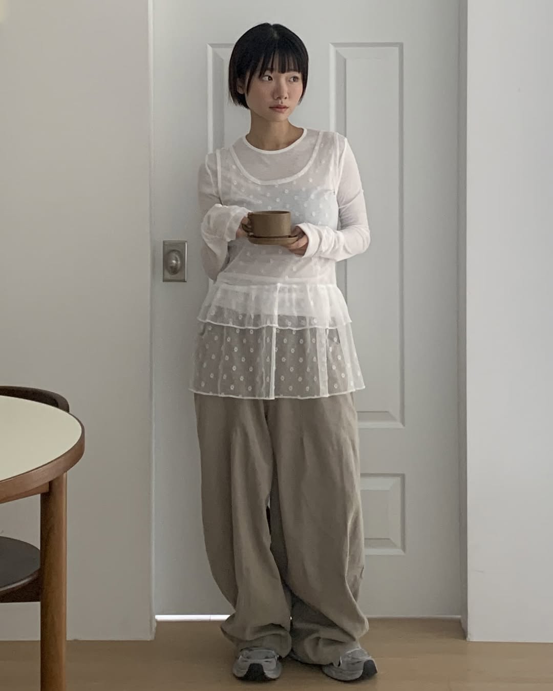 小花花 ✿ 雙層荷葉透透背心layer|2色入