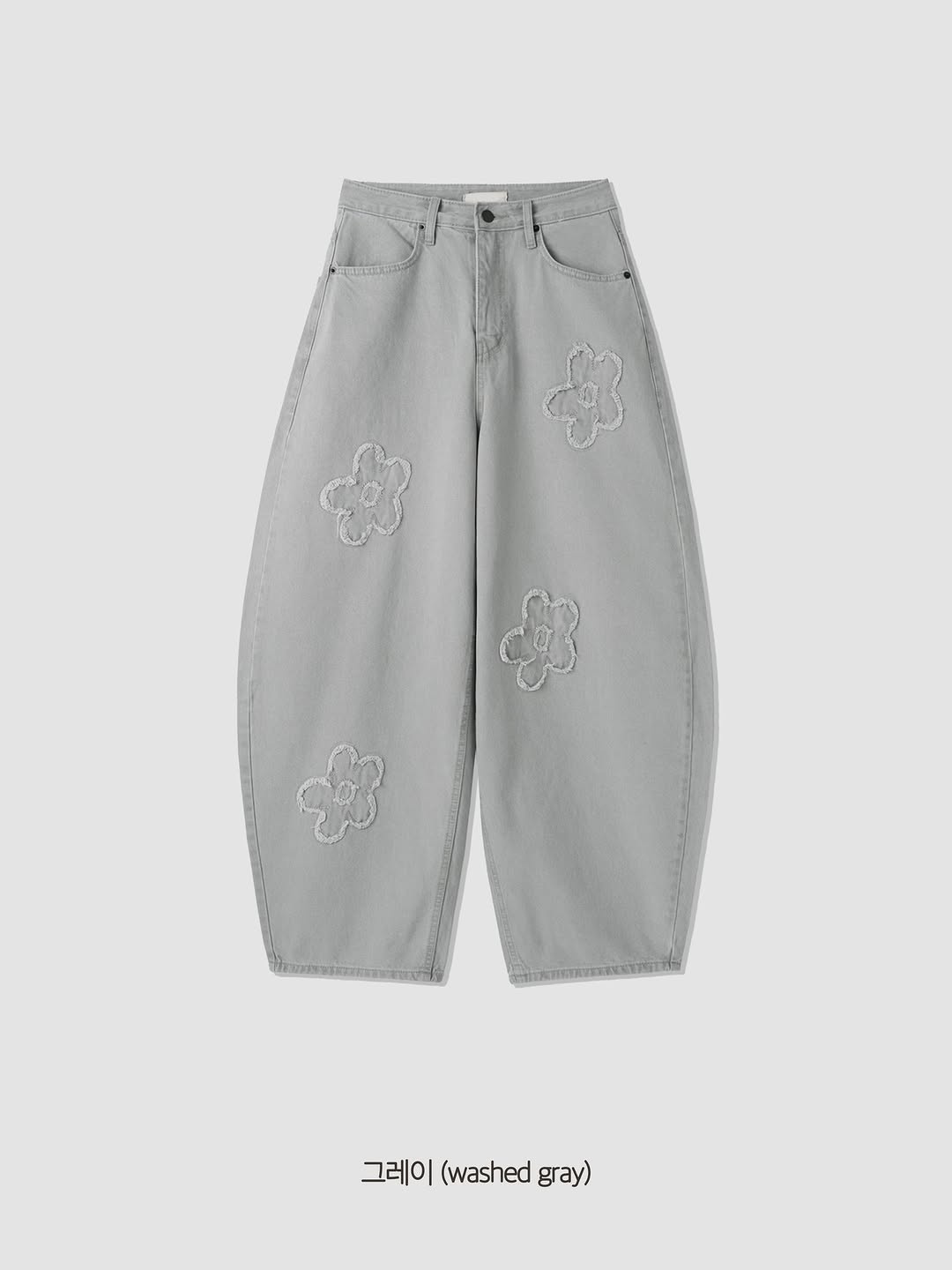 洗水淺灰花花彎刀褲|1色入