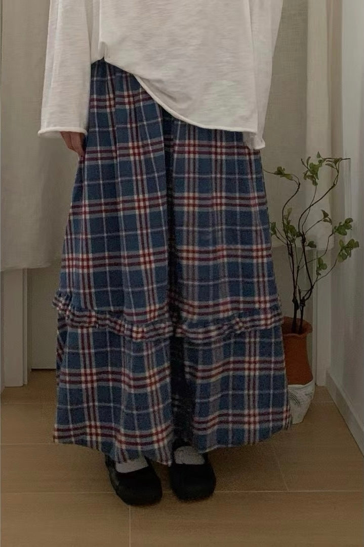 復古色間層荷葉顯瘦泡泡裙|2色入