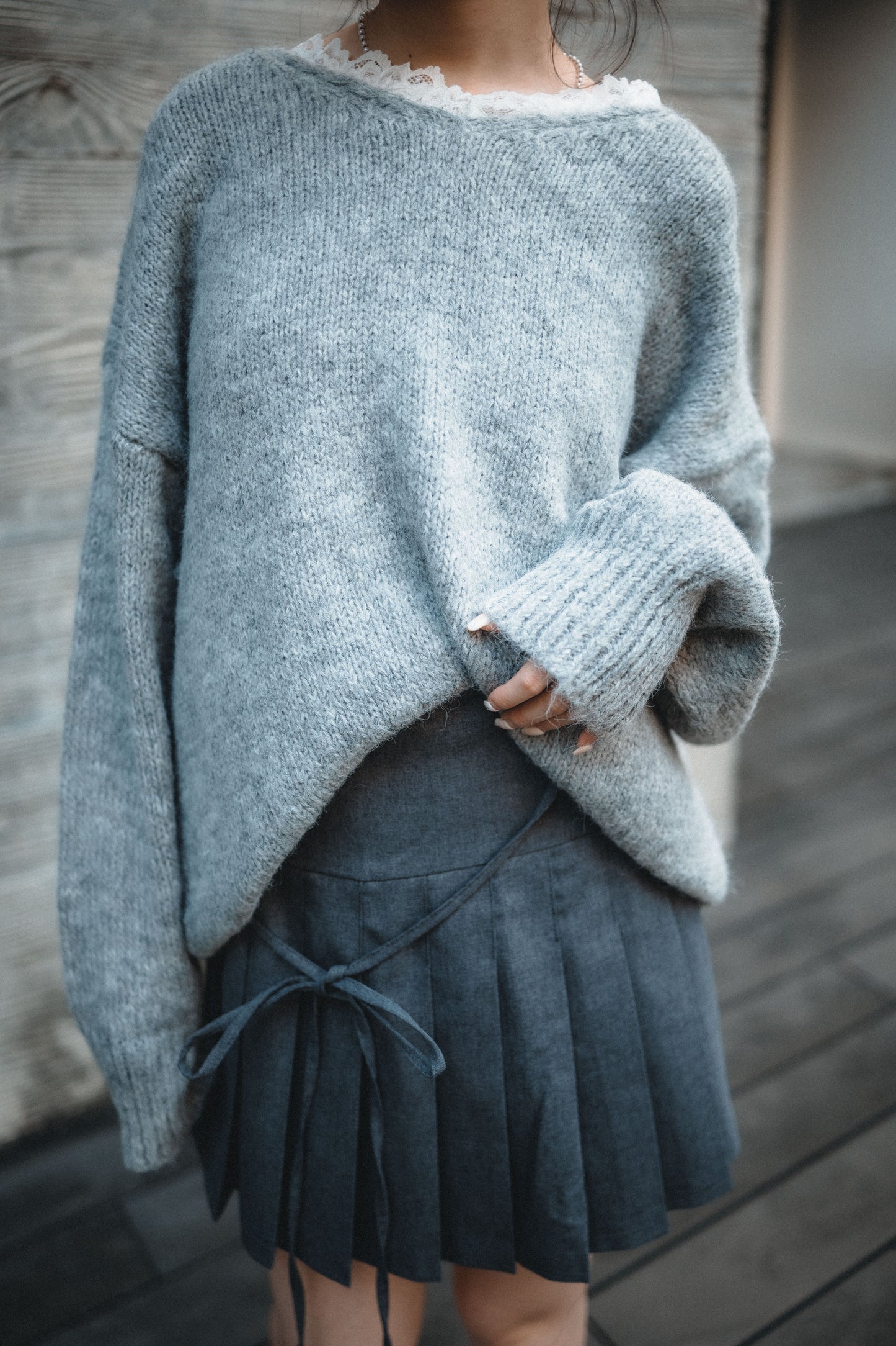 三分甜🍡軟糯Lace V領毛衣|3色入