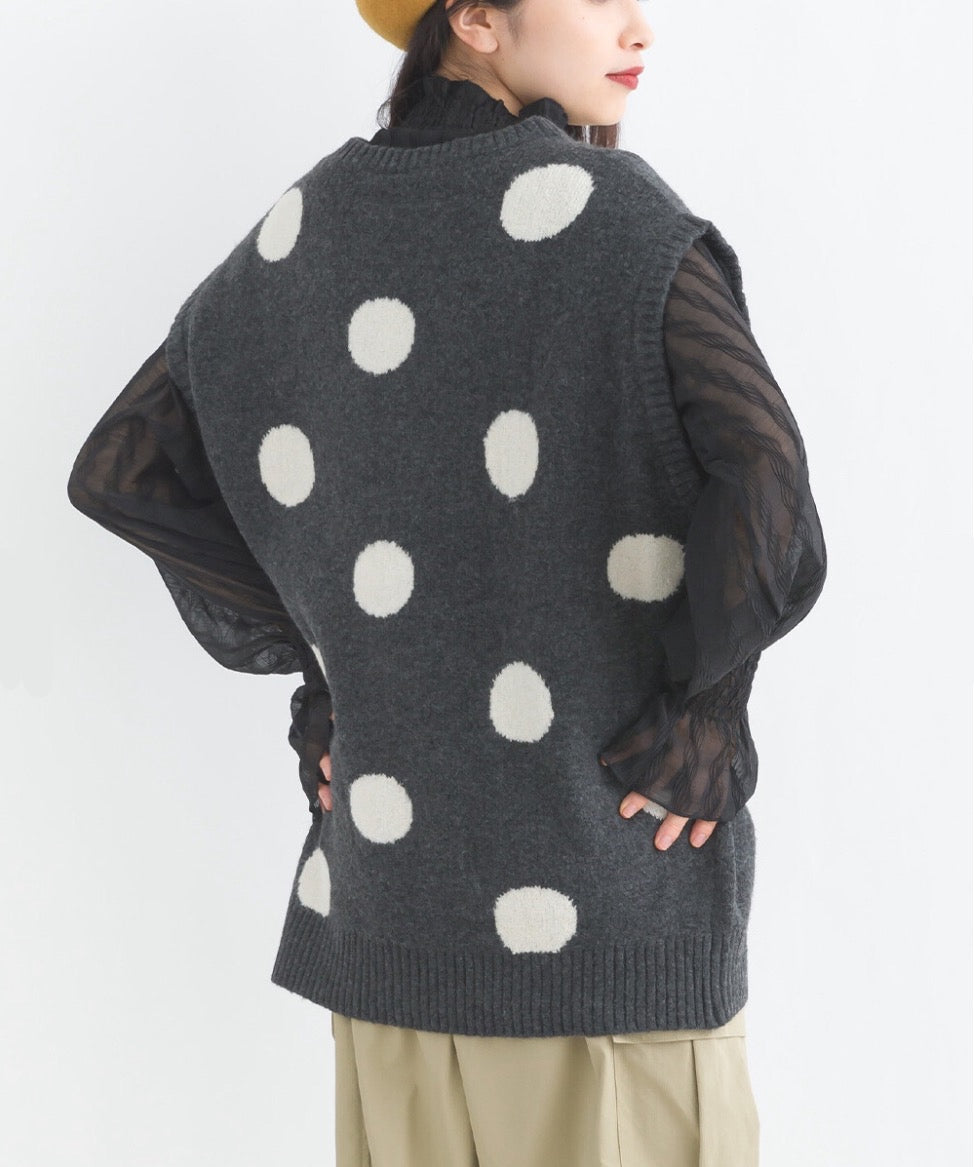 JP日系可愛波波針織馬甲|2色入