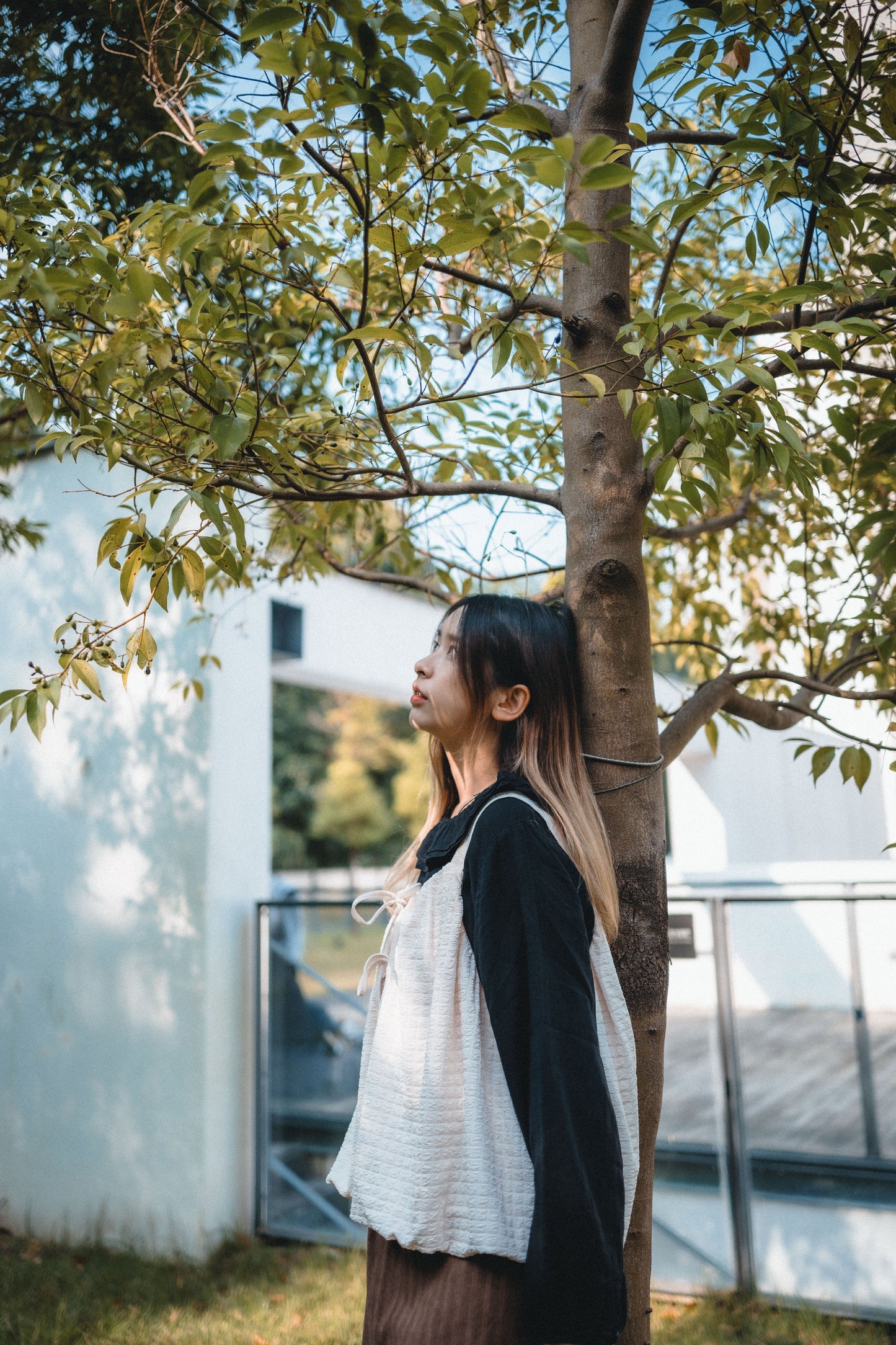 雙層圓花領長袖襯衫|2色入