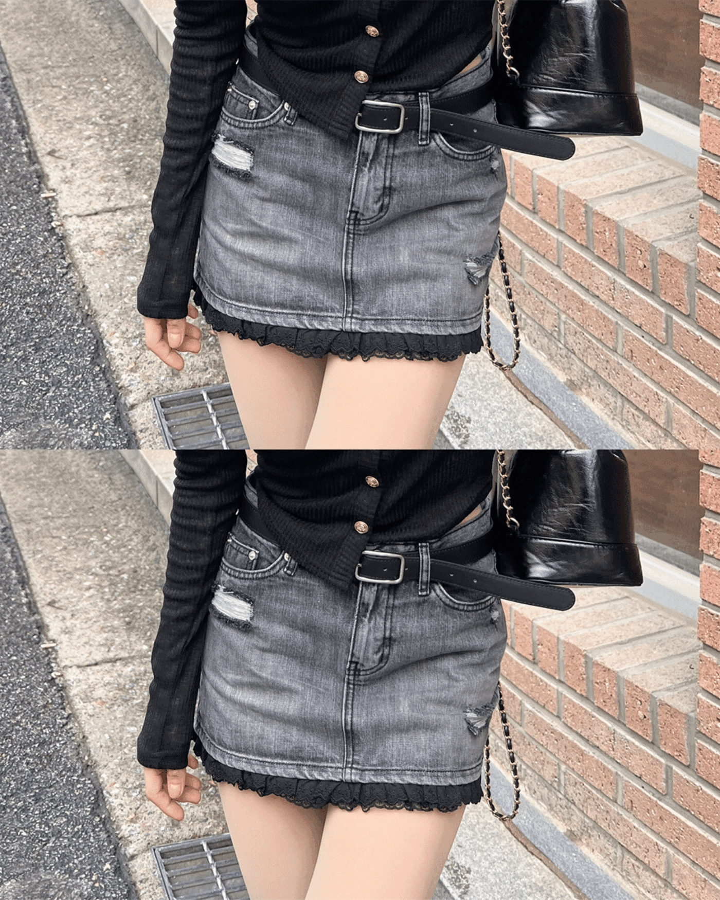 Sugar Lace Vintage Washing Denim Mini Skirt | 2 colors