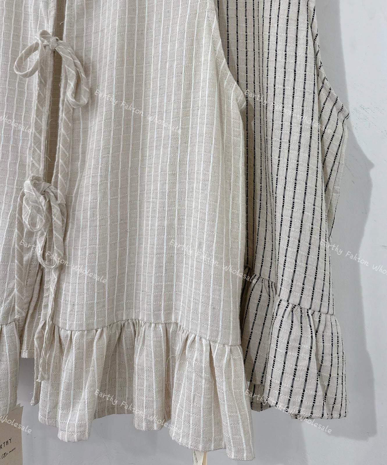 無印風 · 麻質2WAY直紋綁帶背心外搭|2色入