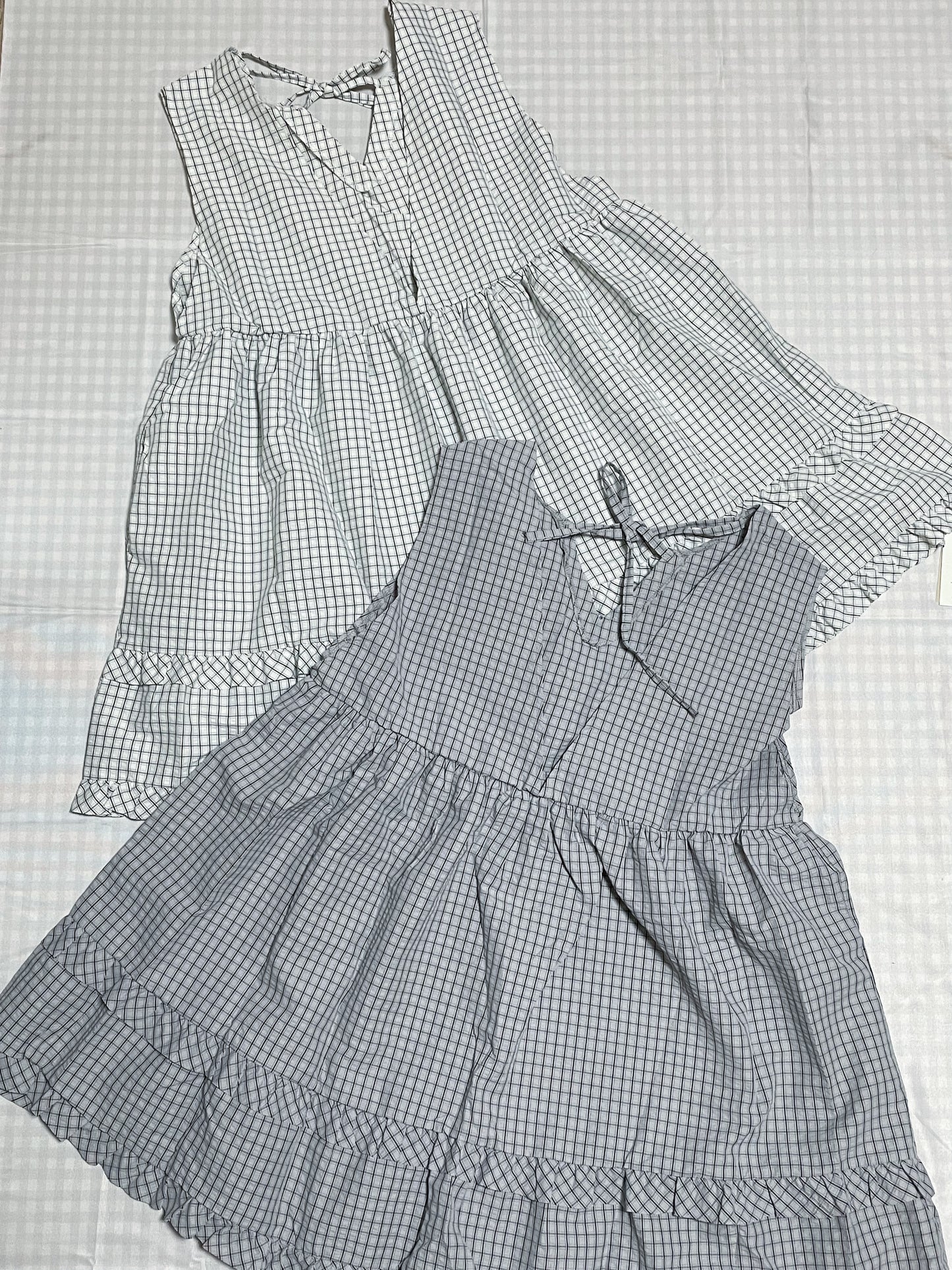 日系kawaii💓 RUFFLE小格紋綁帶背心|4色入