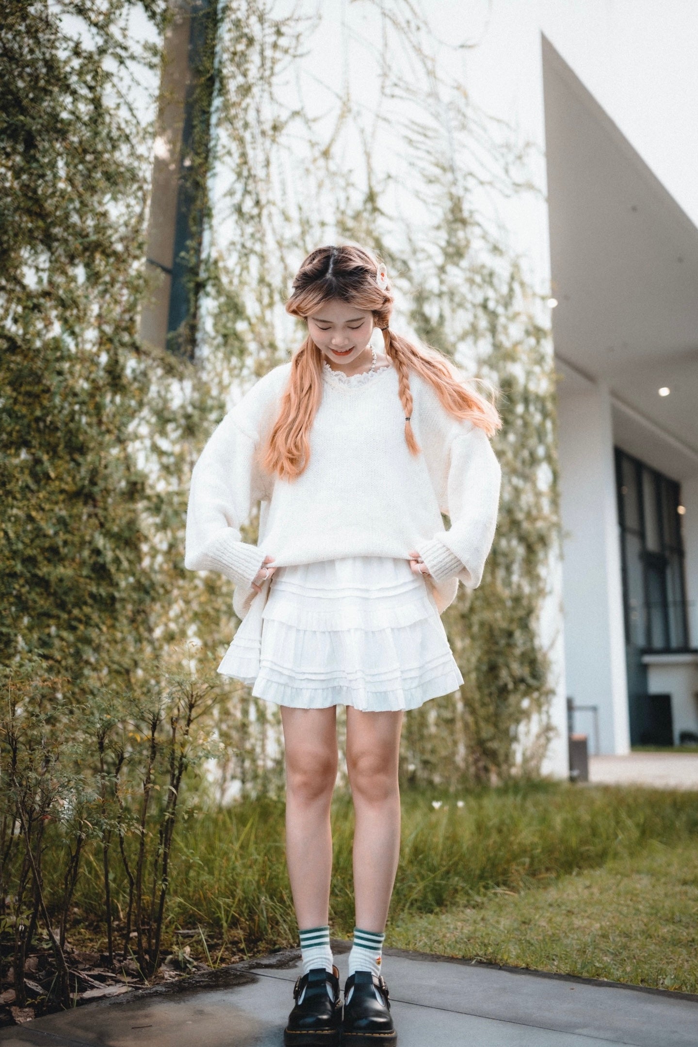 三分甜🍡軟糯Lace V領毛衣|3色入