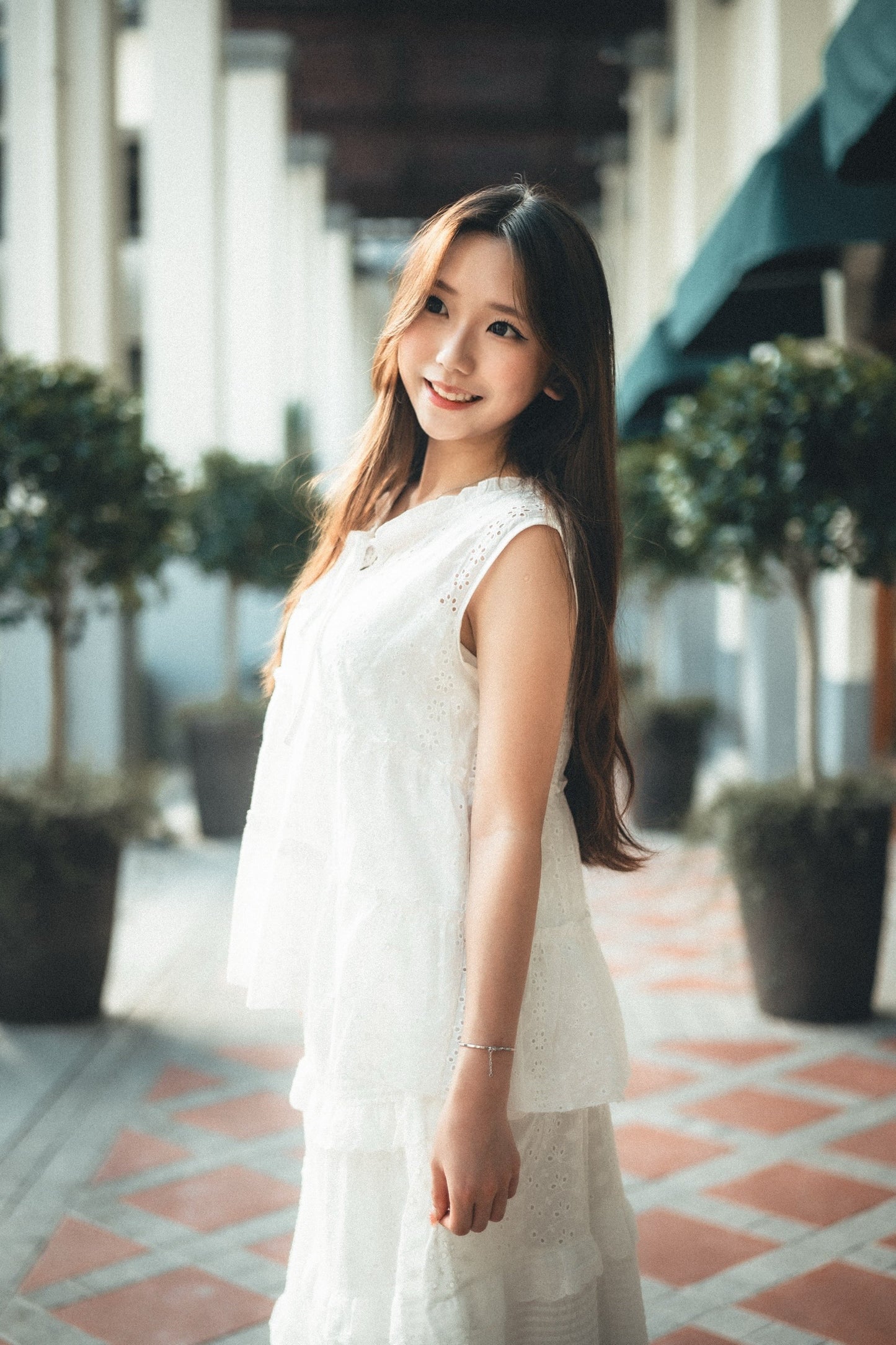 小花邊領𖥧⁺. 綁結通花背心vest|1色入