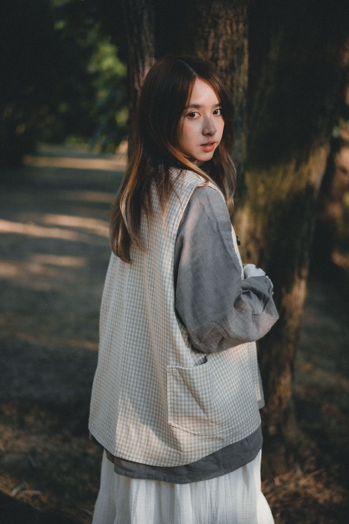 兩面穿QQ格仔鈕扣馬甲|2色入