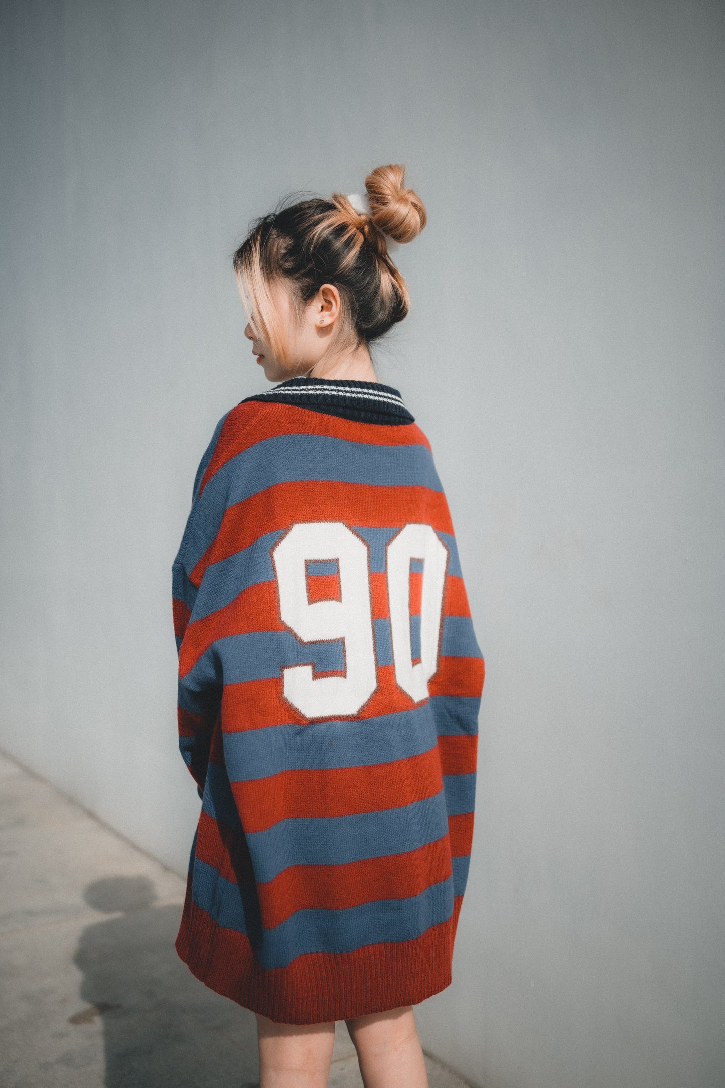 復古棒球風REPOSITION拼色針織上衣|3色入