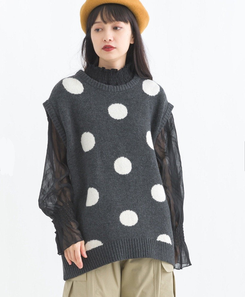 JP日系可愛波波針織馬甲|2色入