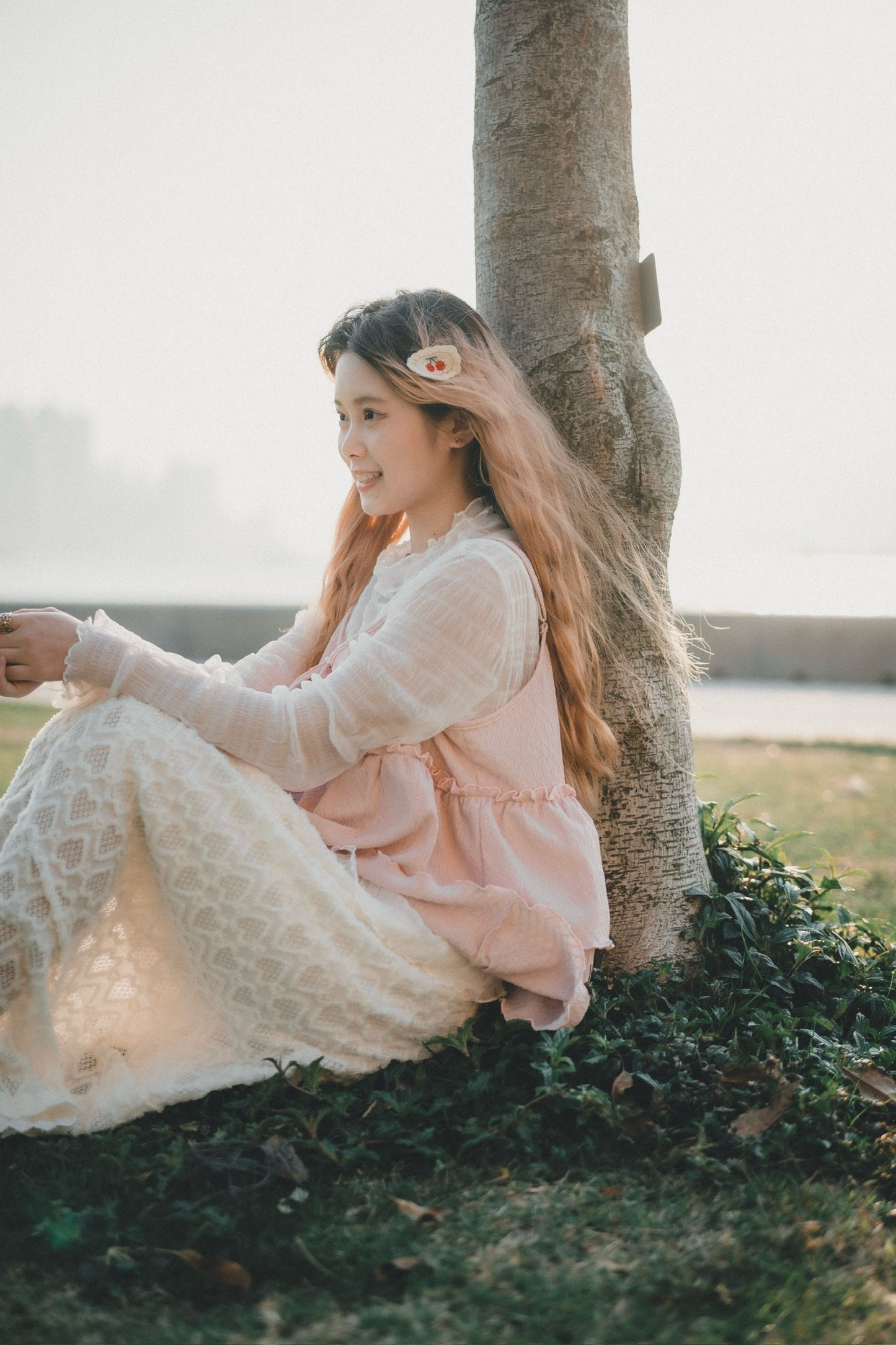 凹凸心形雕紋桃絨長裙|2色入