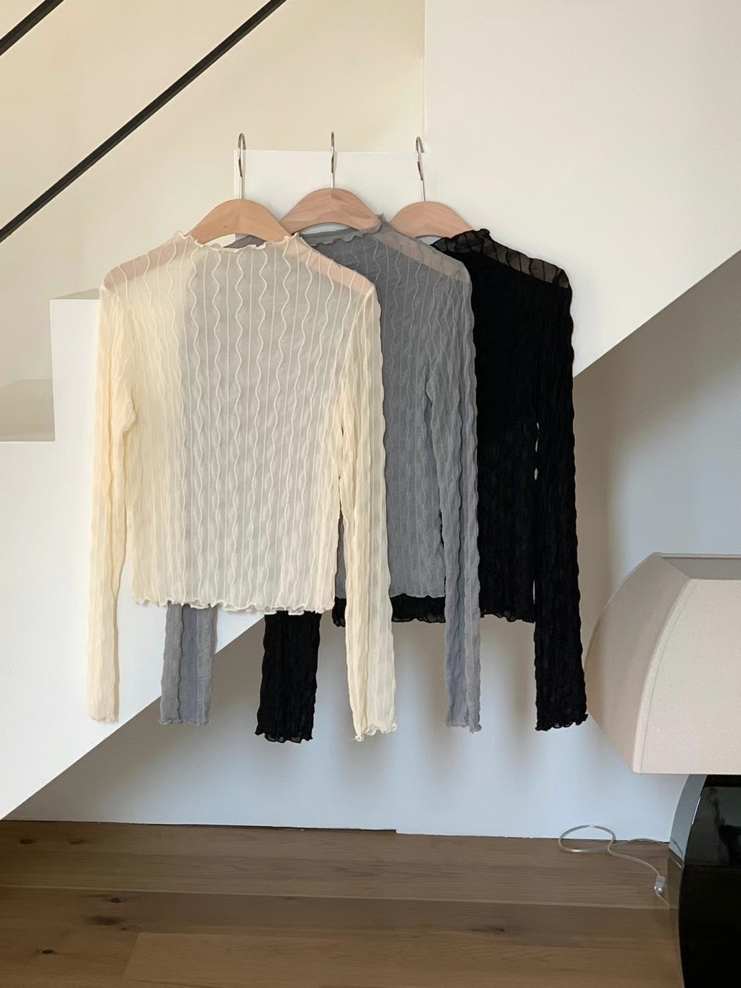 水波紋透膚內搭上衣|3色入