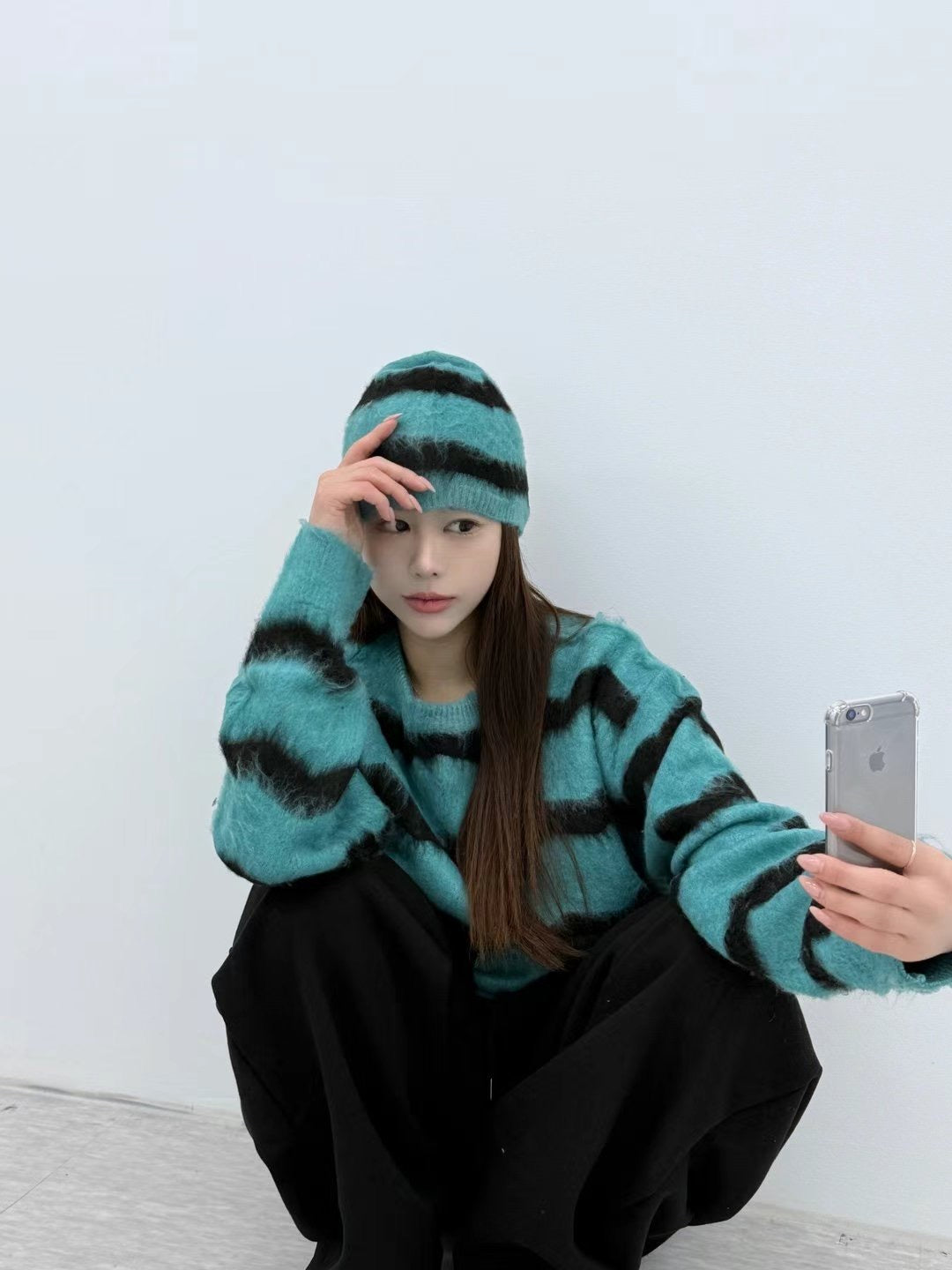 柔軟馬海毛鋸紋圓領毛衣|5色入