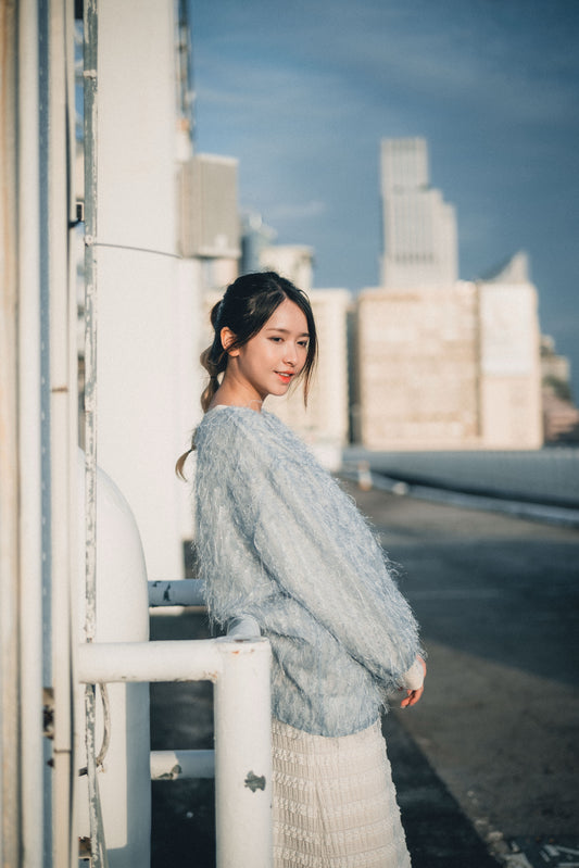 𝘍𝑙𝘶𝑓𝘧𝑦✨閃閃羽毛圓領top|4色入