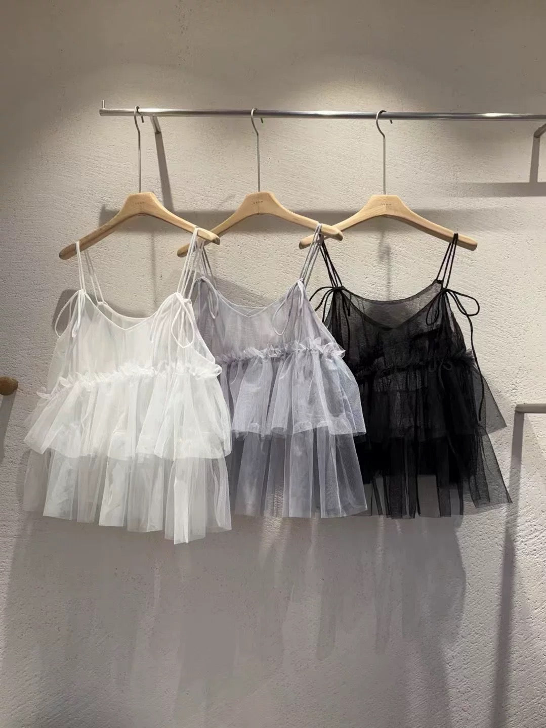 超仙氣✨ 綁結肩帶紗紗layer|3色入