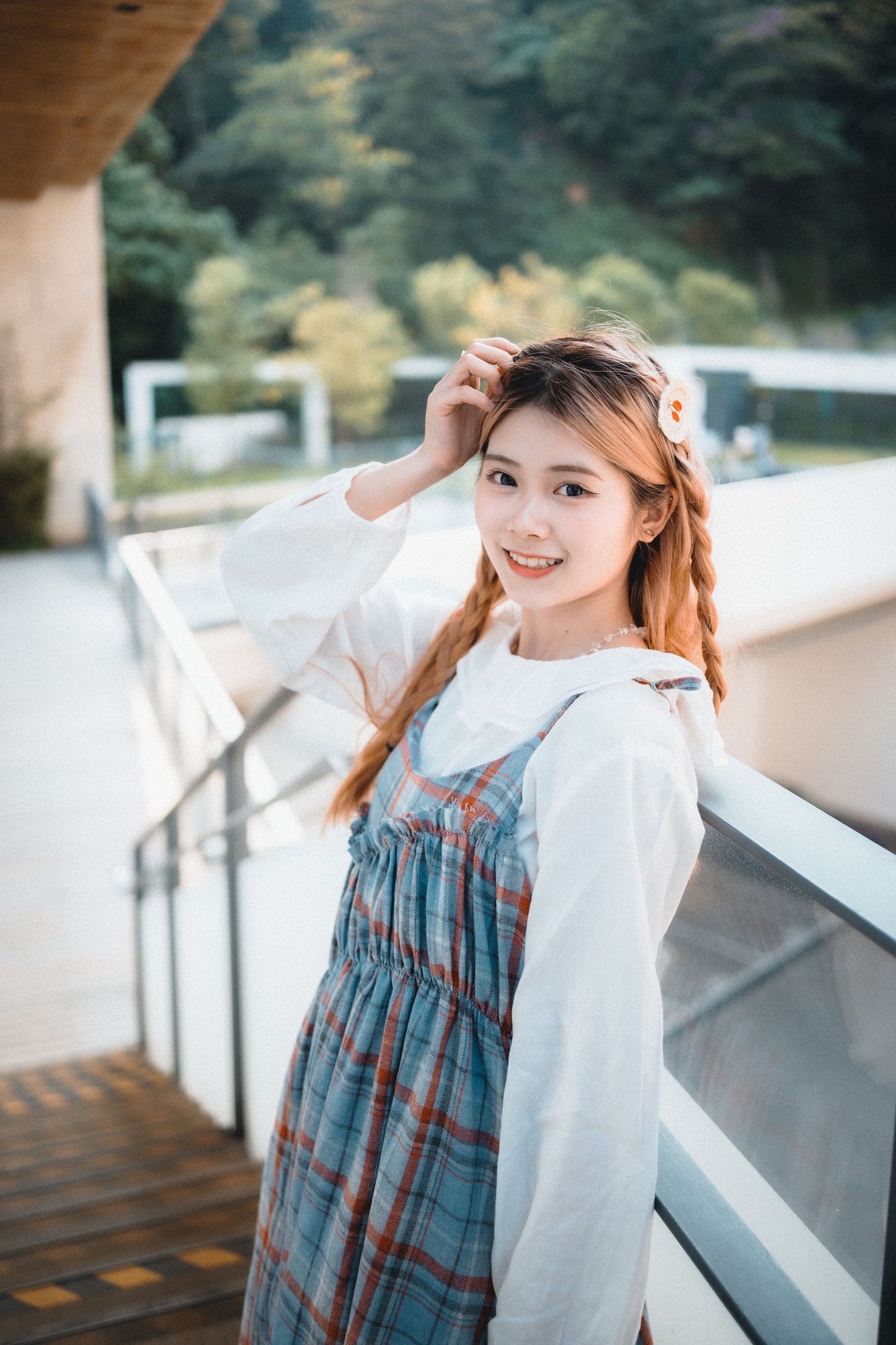 格子斜Ruffle吊帶OPS|2色入