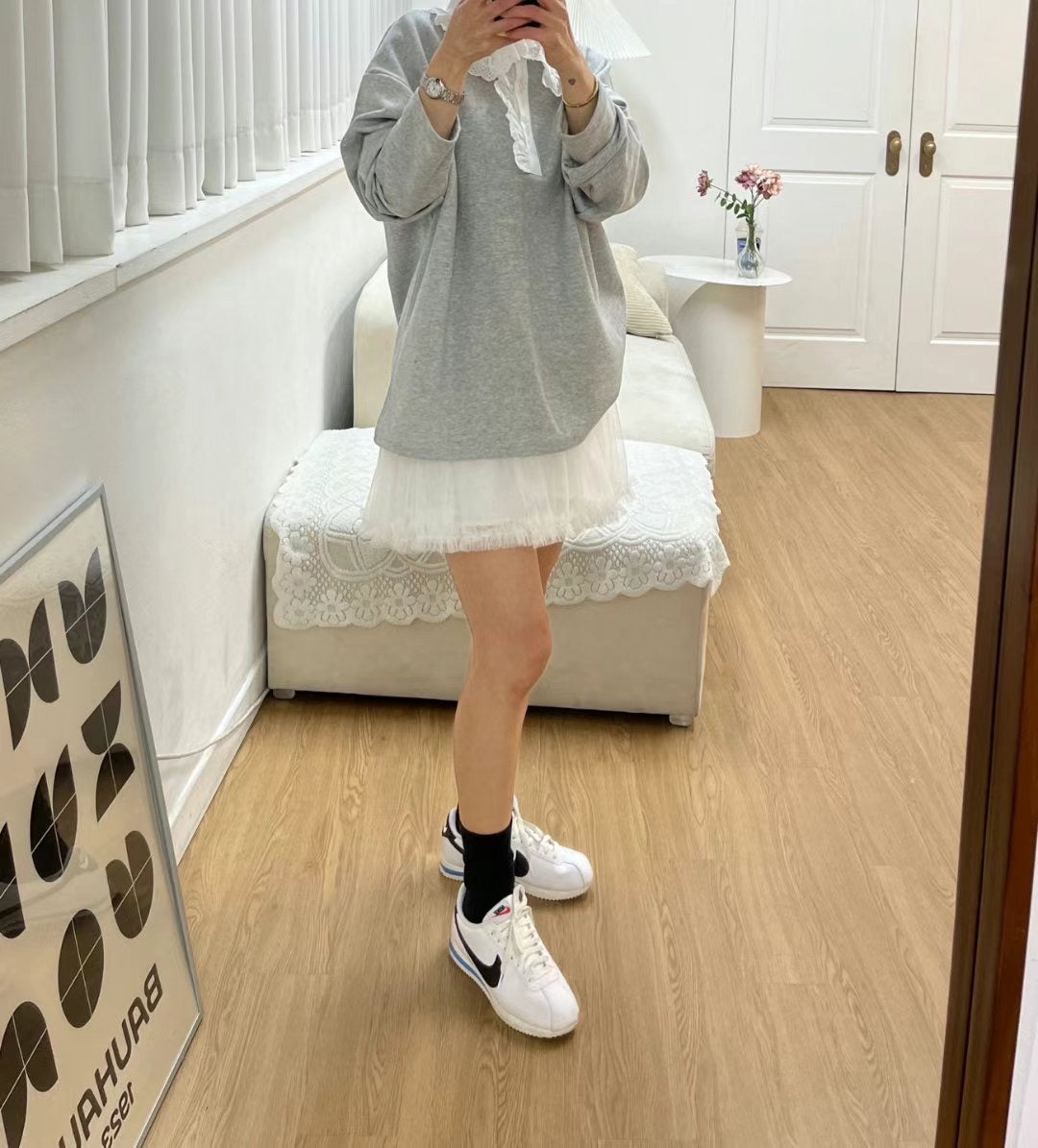 通花娃娃領 ❁ 薄長袖上衣|2色入