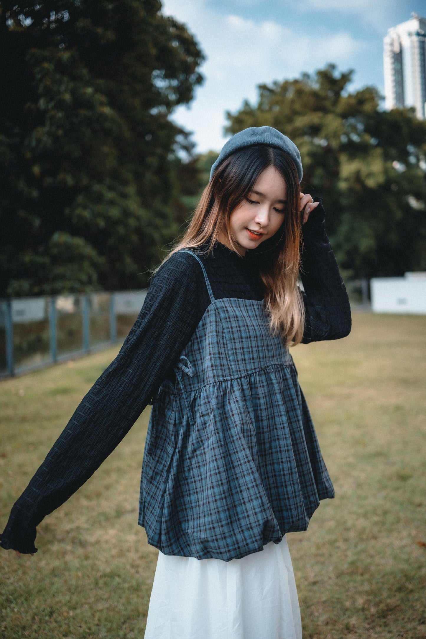 暗格紋Ruffle領內搭Top|3色入