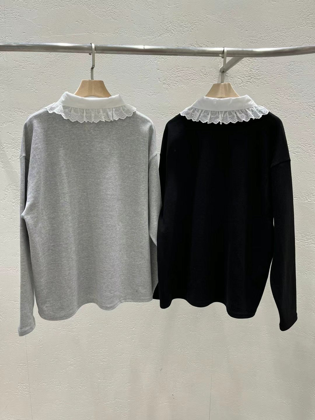 通花娃娃領 ❁ 薄長袖上衣|2色入