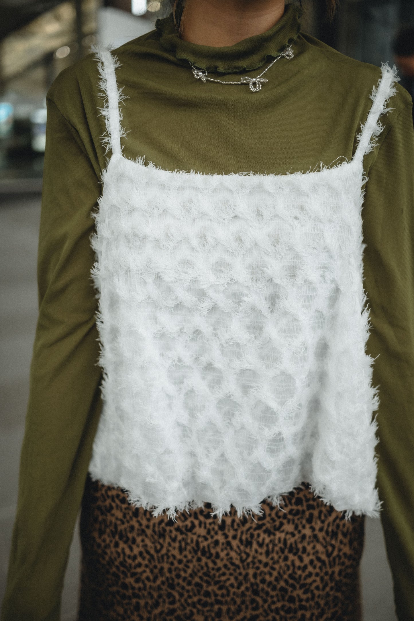 毛毛菱格吊帶背心外搭|4色入