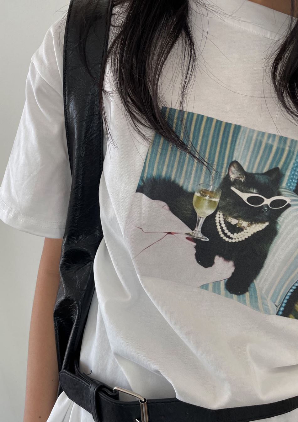 黑超貓貓🕶️ 露肩T-shirt|2色入