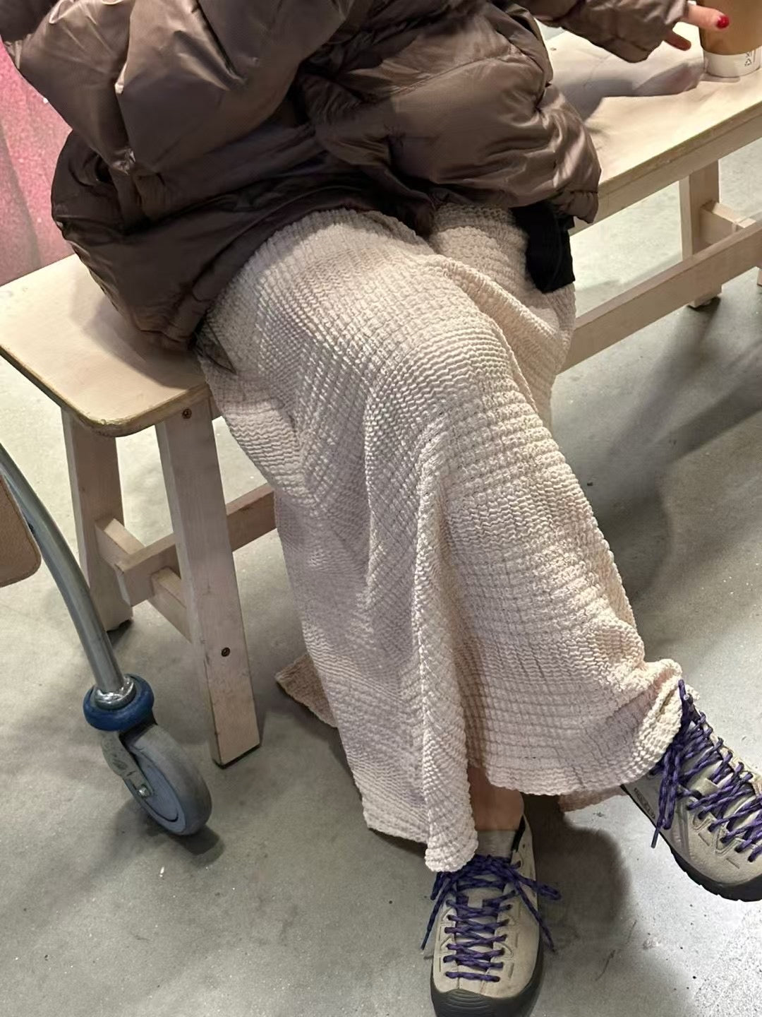 泡泡格格棉 • Waffle後開岔傘裙|3色入