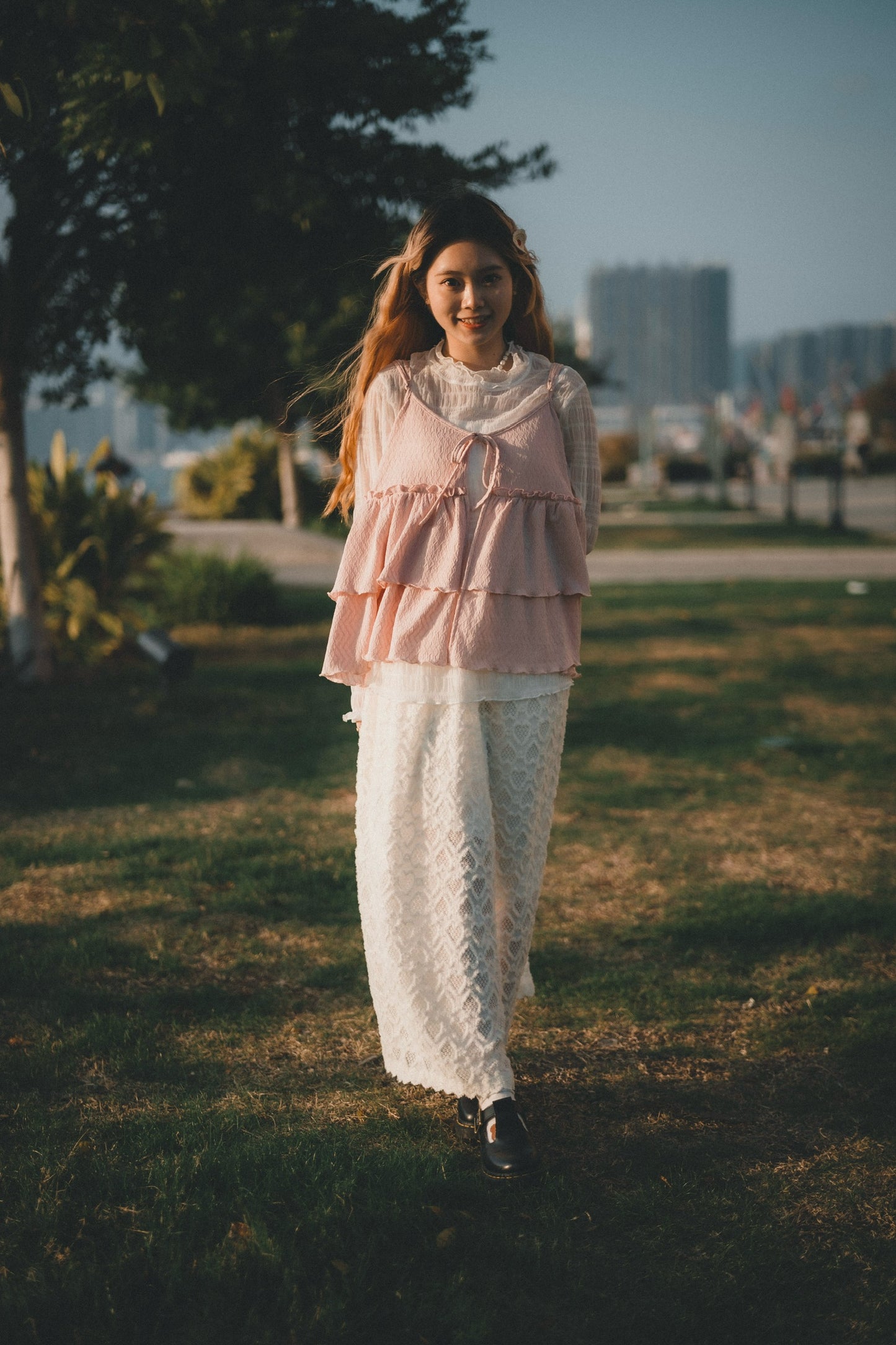 凹凸心形雕紋桃絨長裙|2色入