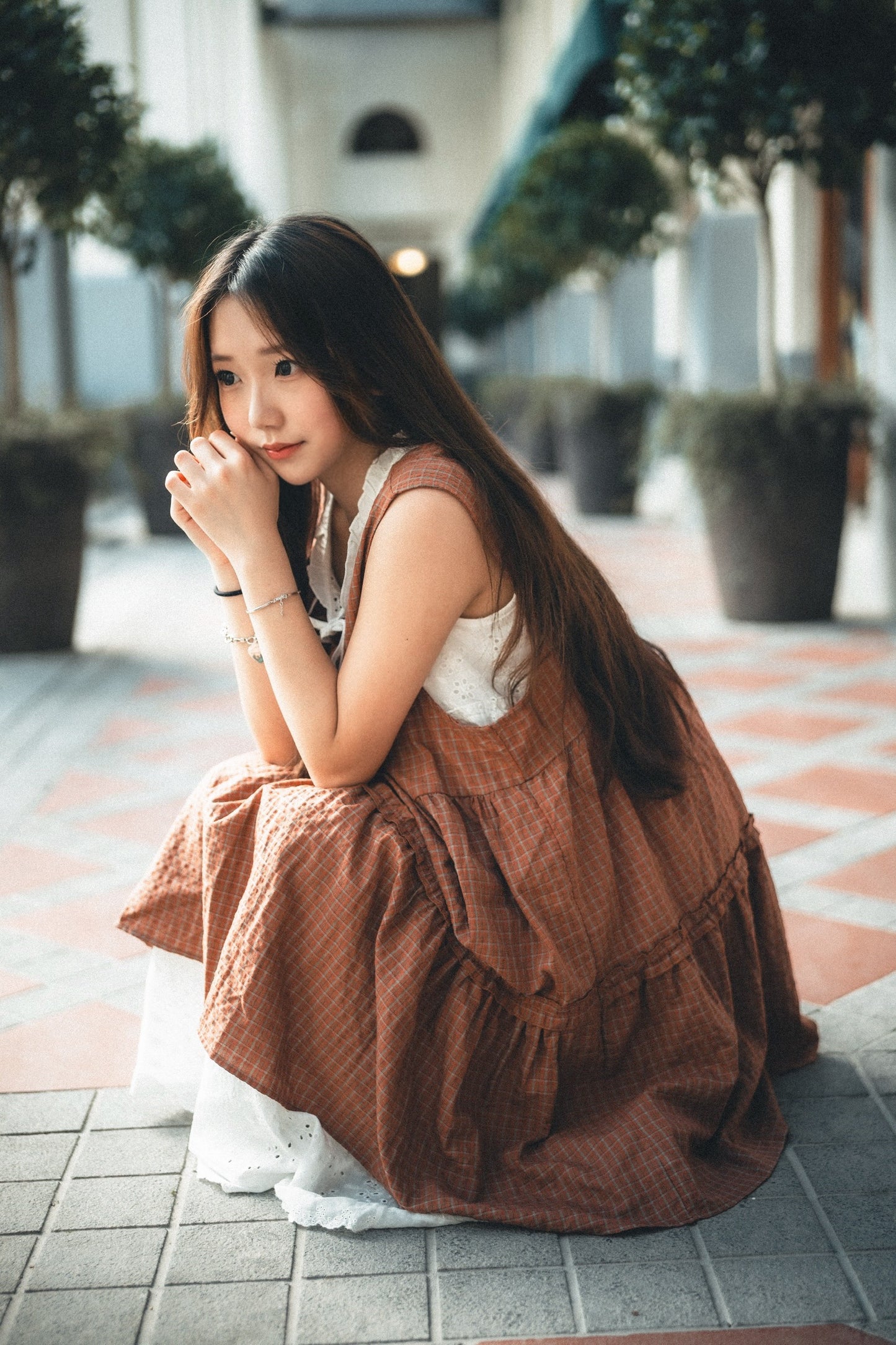 獨家!格紋ruffle綁帶馬甲背心|2色入