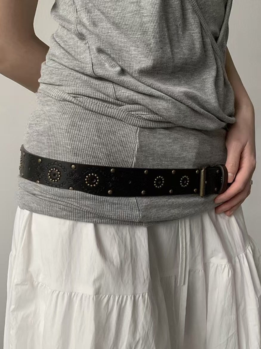 日韓系適用!柳釘鈎花皮帶|1色入