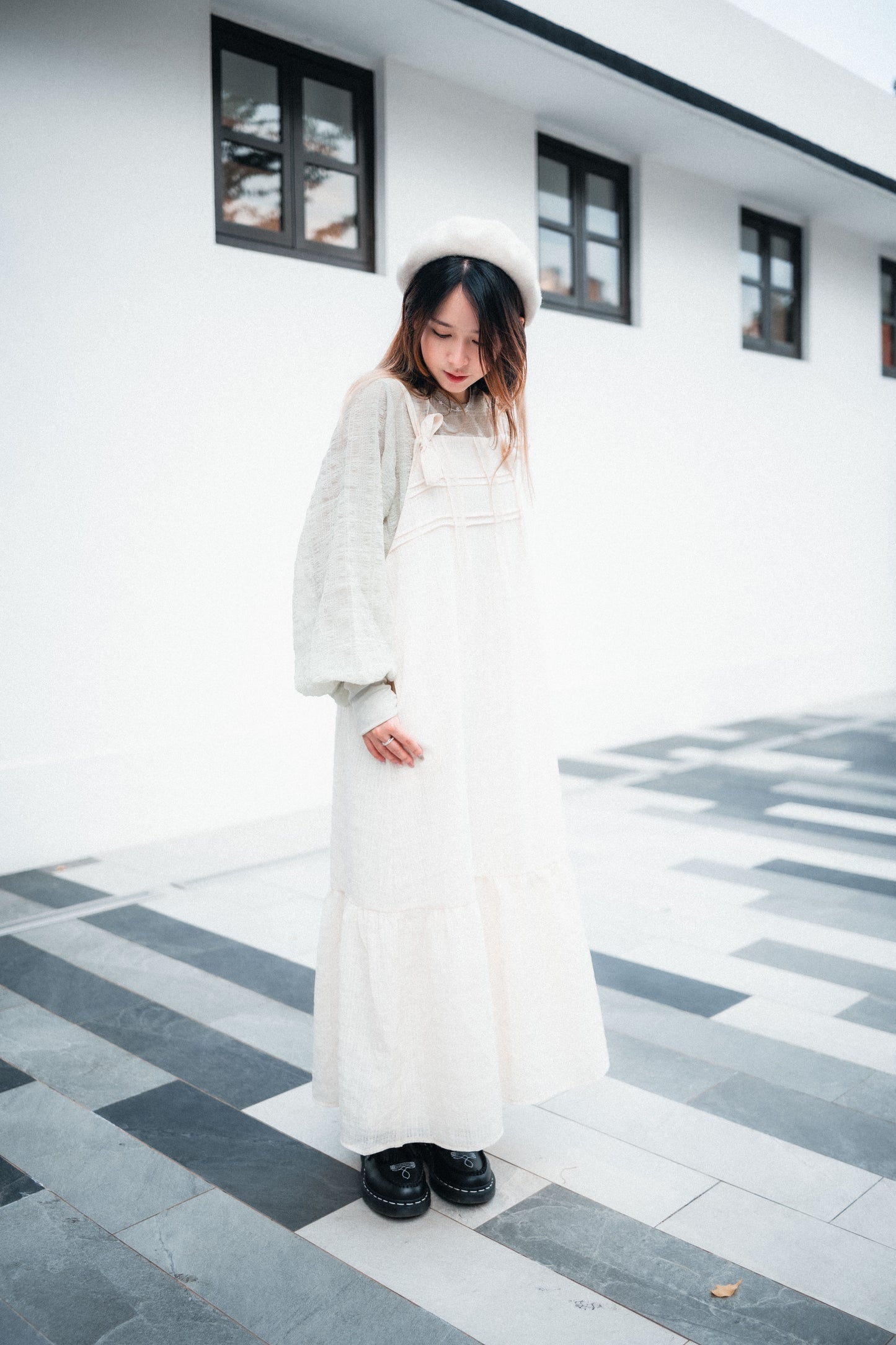 JP紋理感立體綫條雪紡泡泡感上衣|3色入