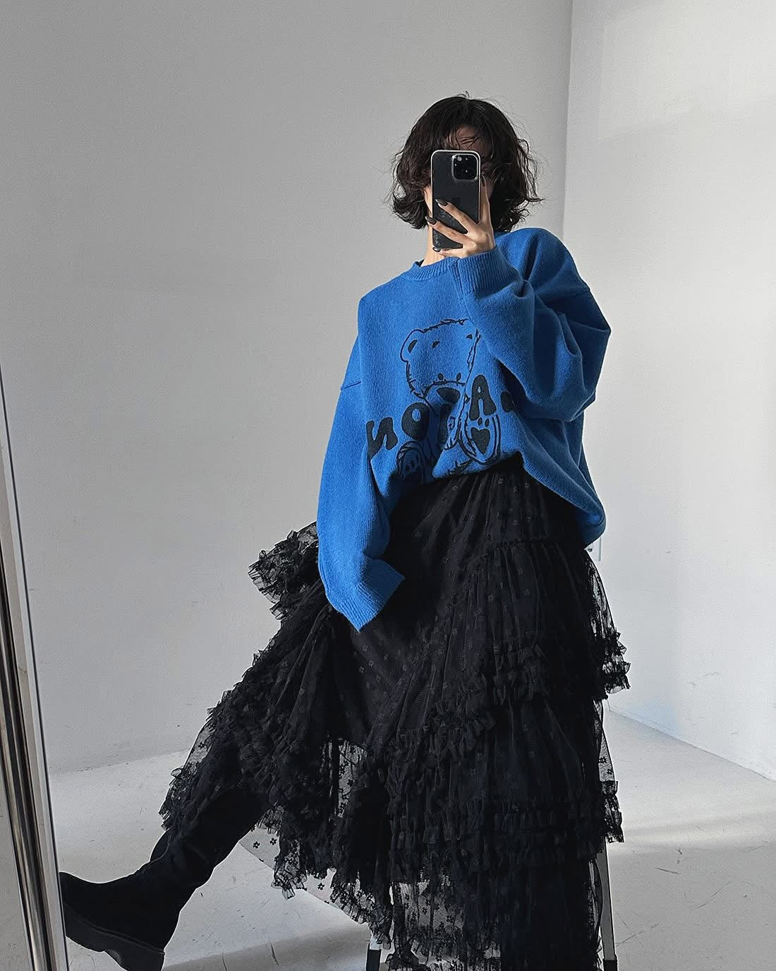 粒粒花 • 不規則紗紗裙|2色入