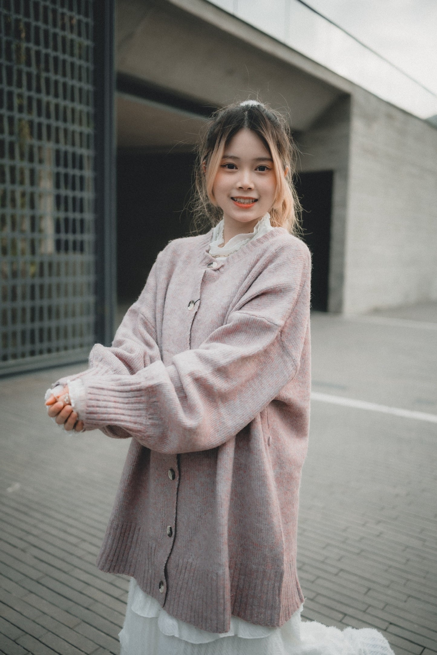 馬海毛觸感針織開襟衫搭配腰帶|5色入