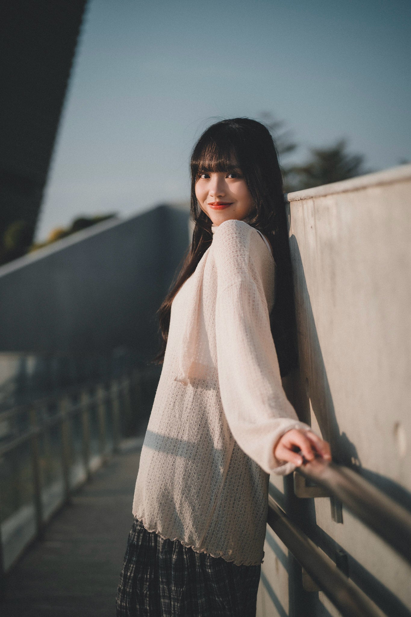 LOOSE FIT薄針織上衣 連圍巾set|3色入